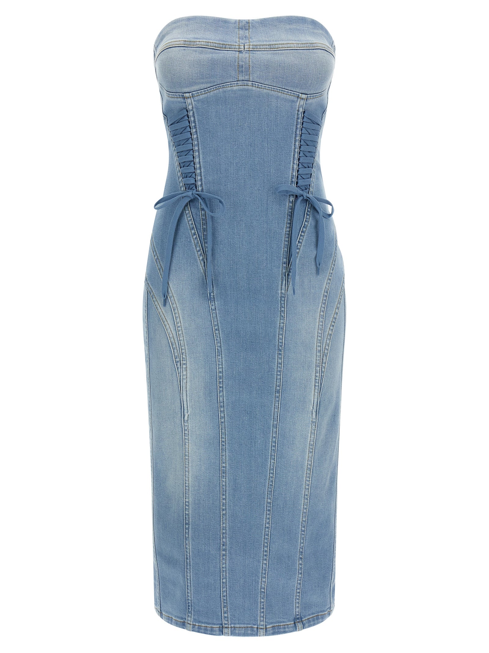 Elisabetta Franchi Blaues Baumwoll-Midikleid
