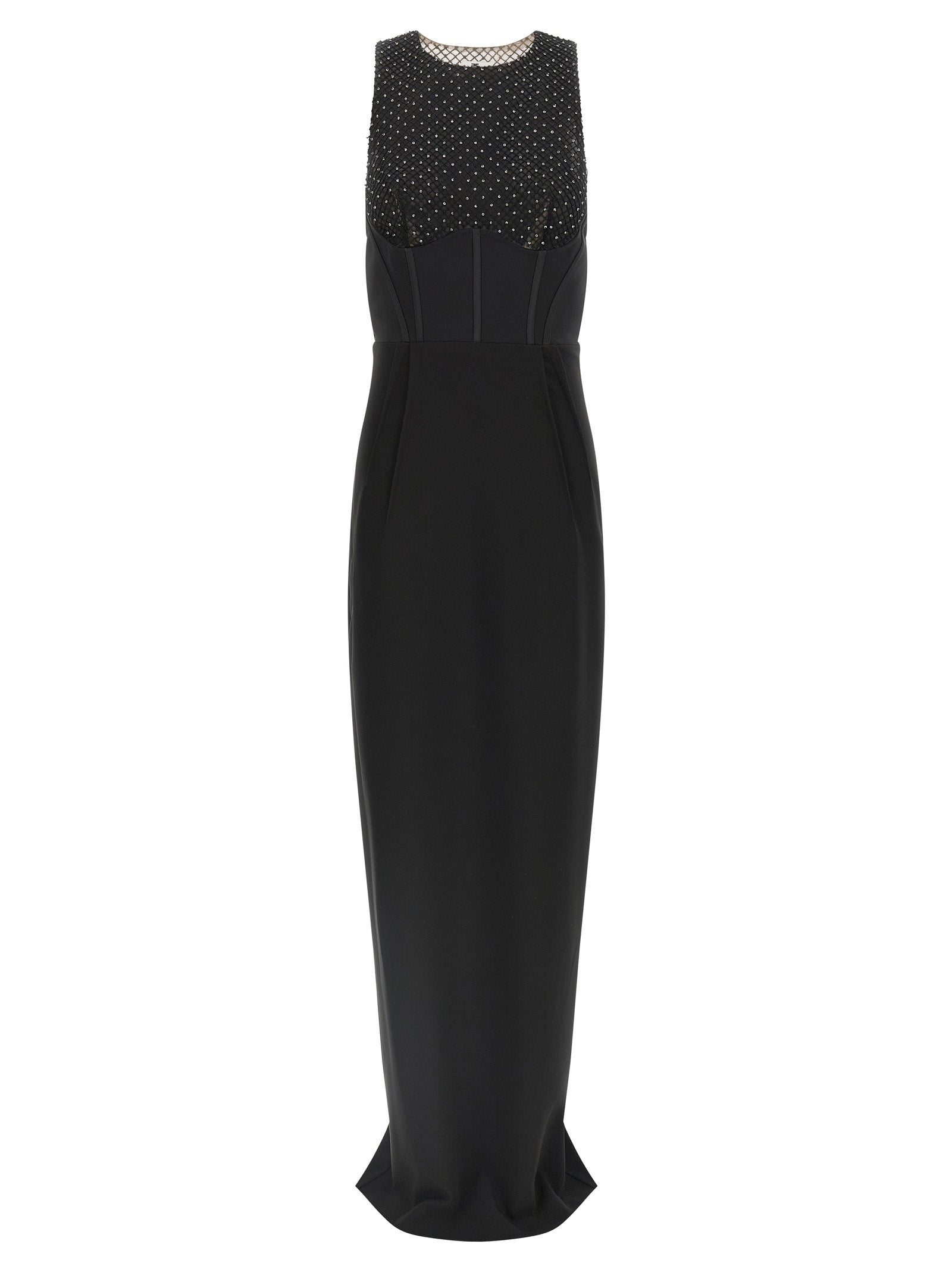 Elisabetta Franchi Schwarzes Maxikleid aus Polyester