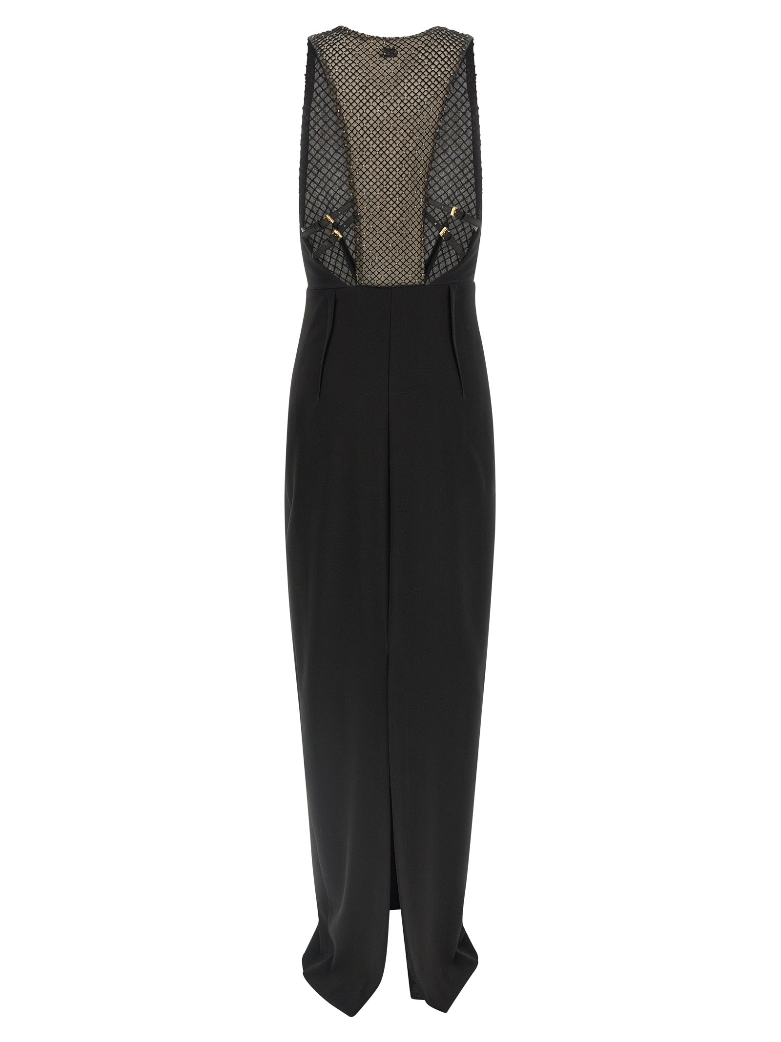 Elisabetta Franchi Schwarzes Maxikleid aus Polyester