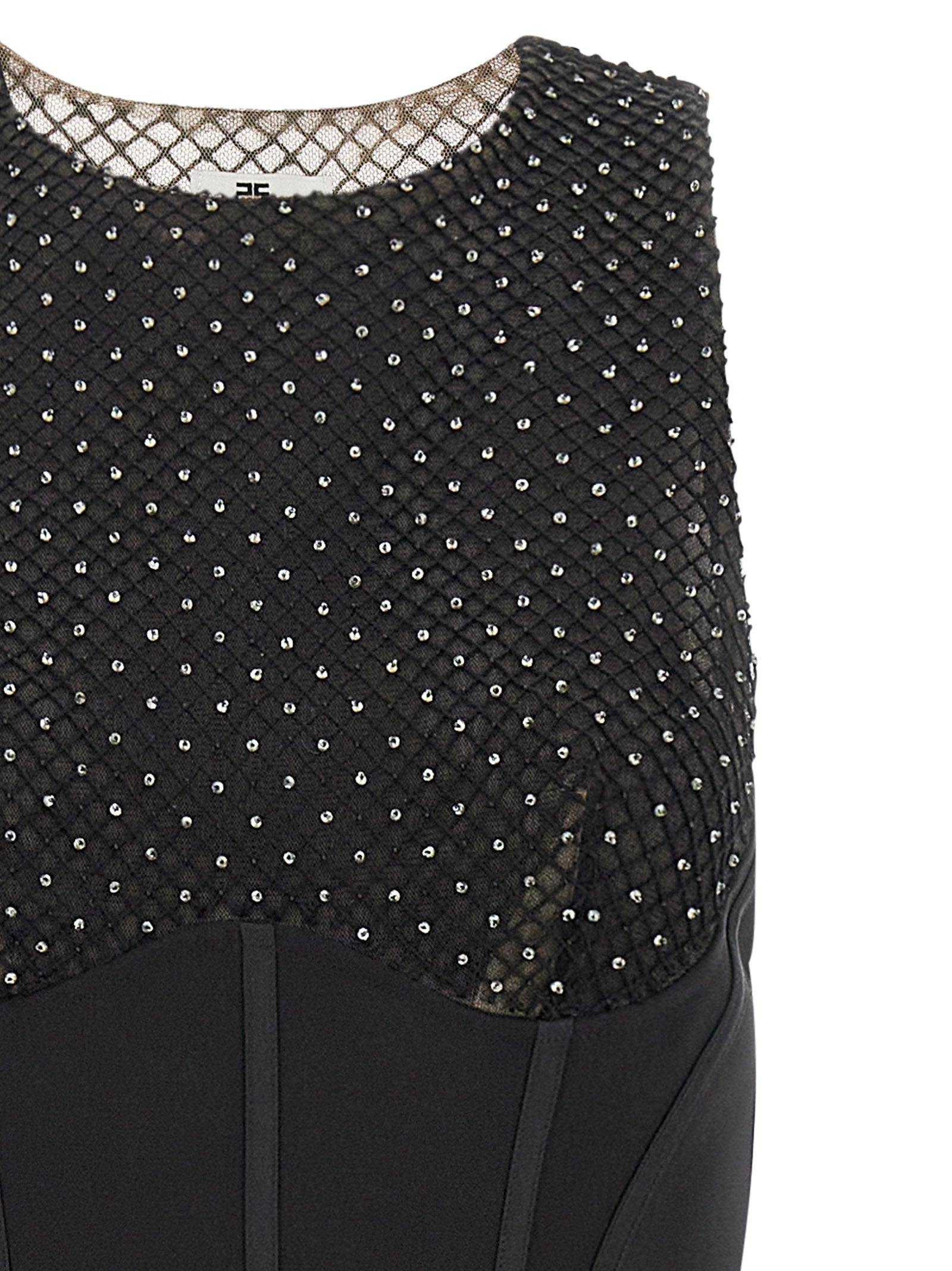 Elisabetta Franchi Schwarzes Maxikleid aus Polyester