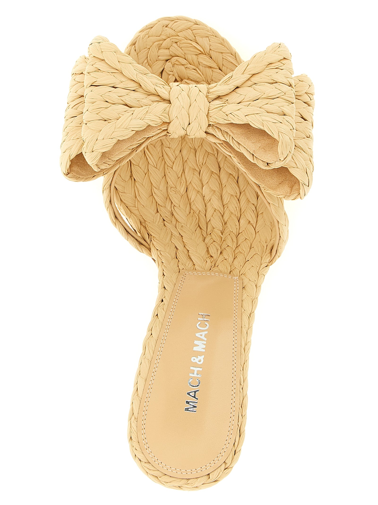 MACH & MACH Beige Raffia Stiletto-Sandalen