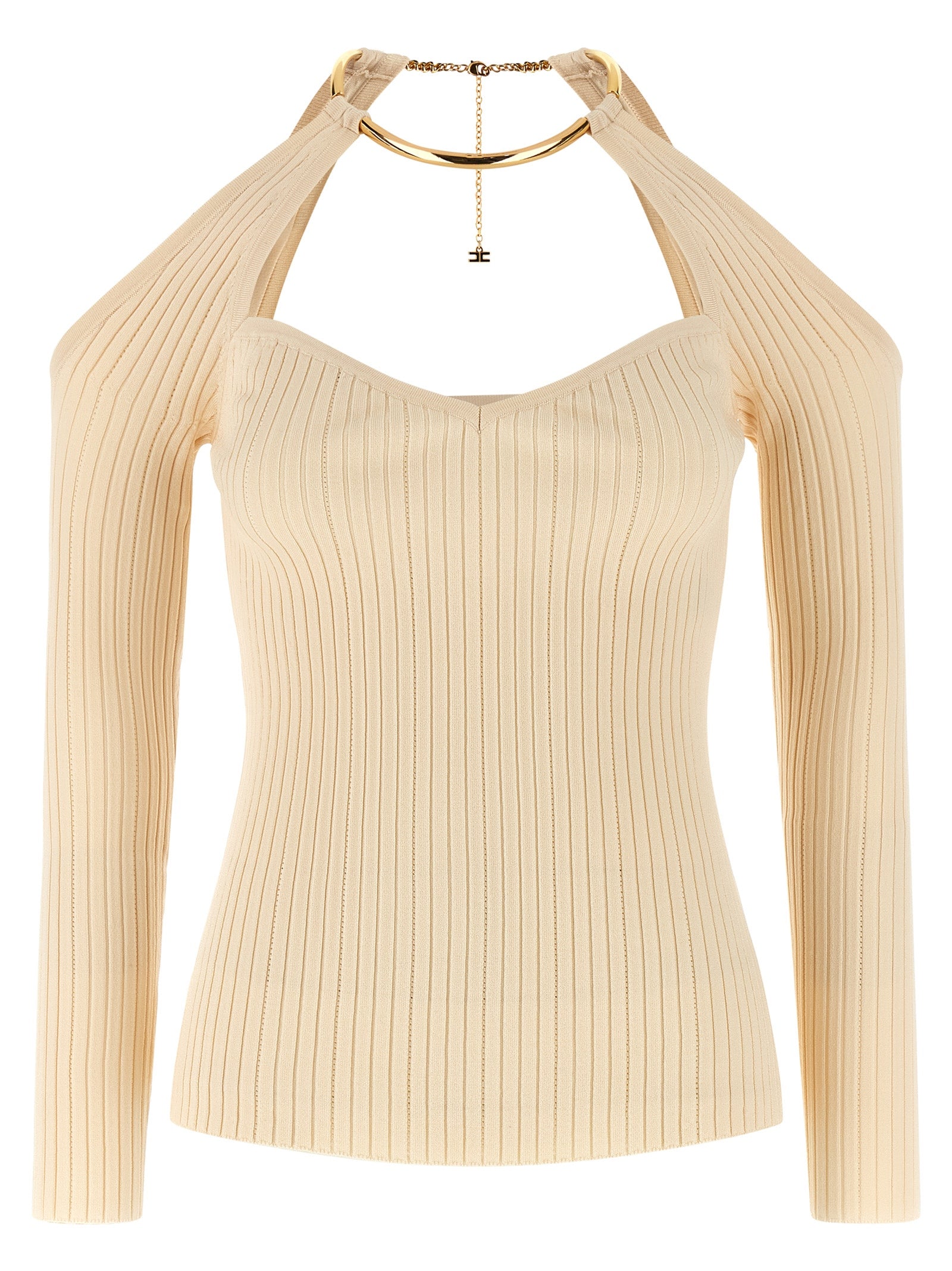 Elisabetta Franchi Beige Viskose Cardigan