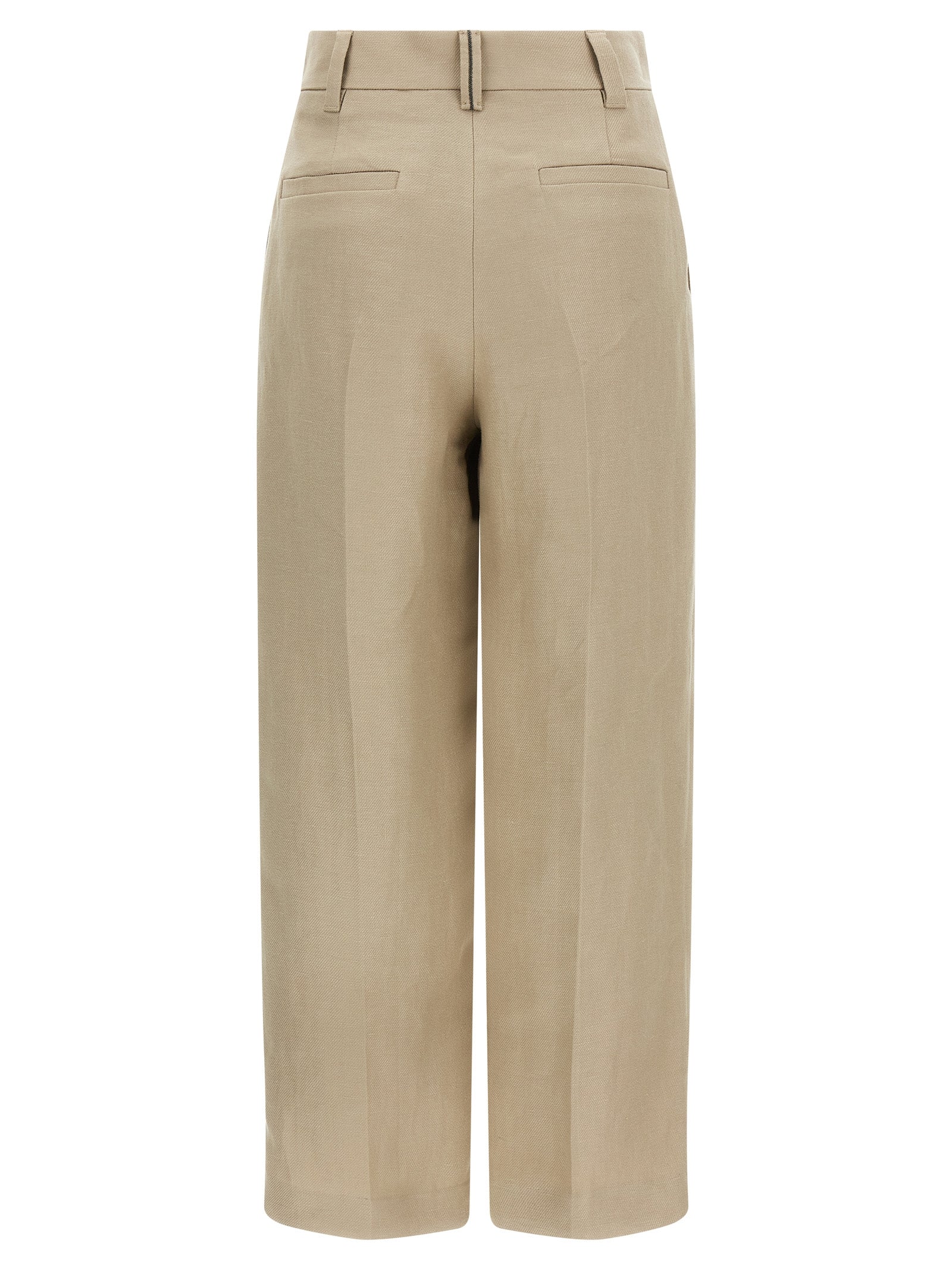 Brunello Cucinelli Beige Leinen Freizeithose