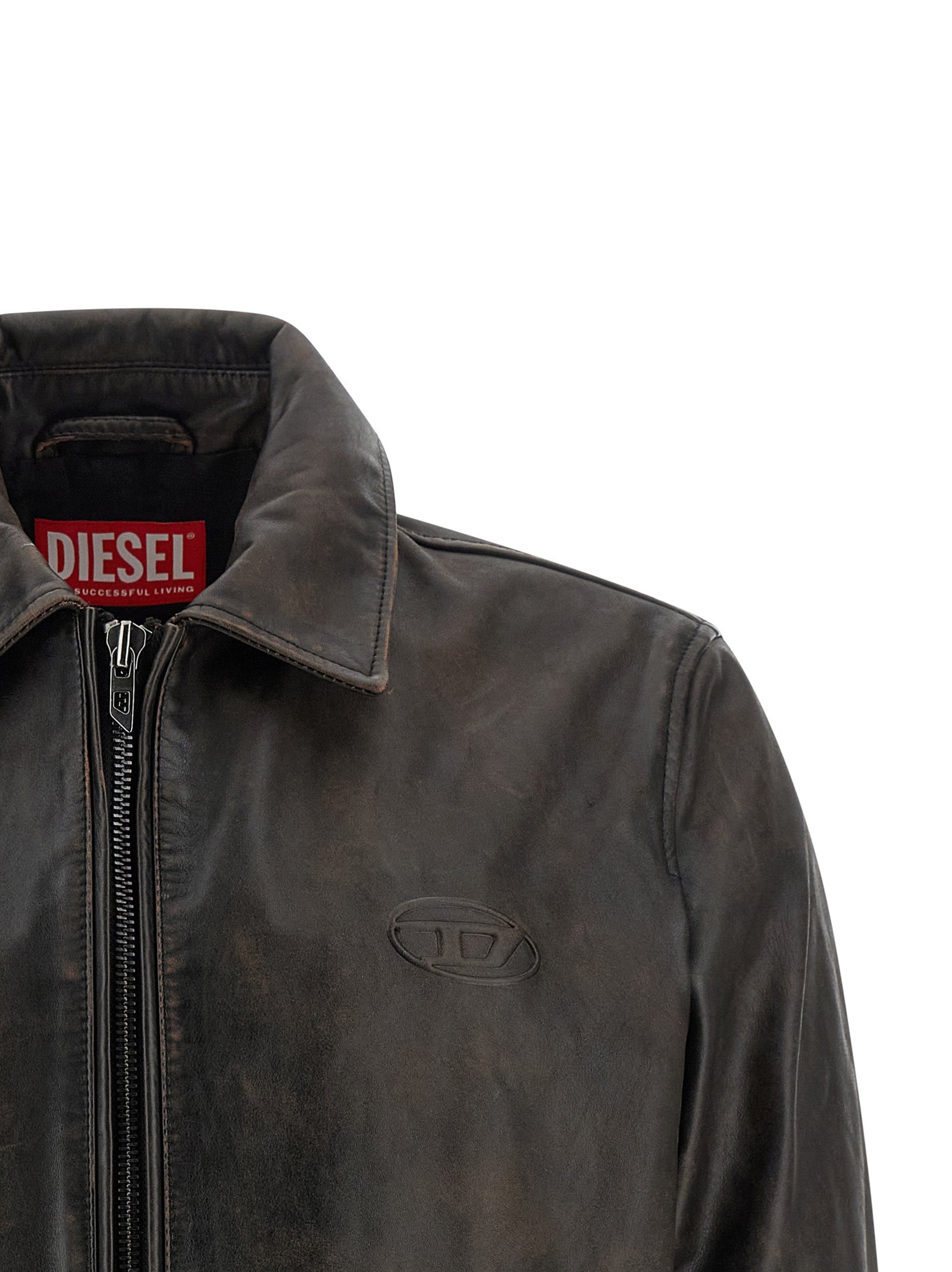 Diesel Braune Lederjacke aus Rindsleder