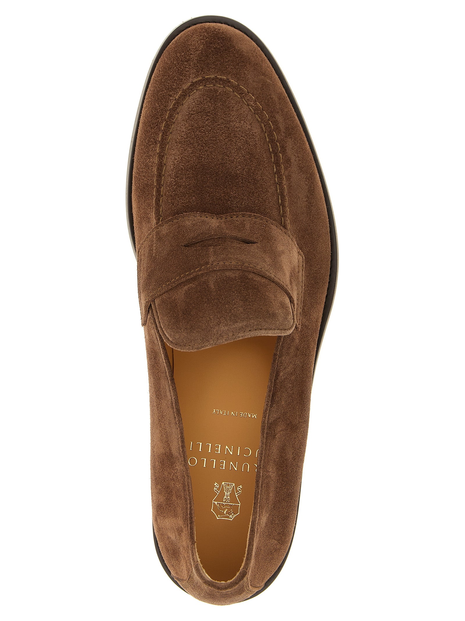 Brunello Cucinelli Braune Kalbsleder-Slipper