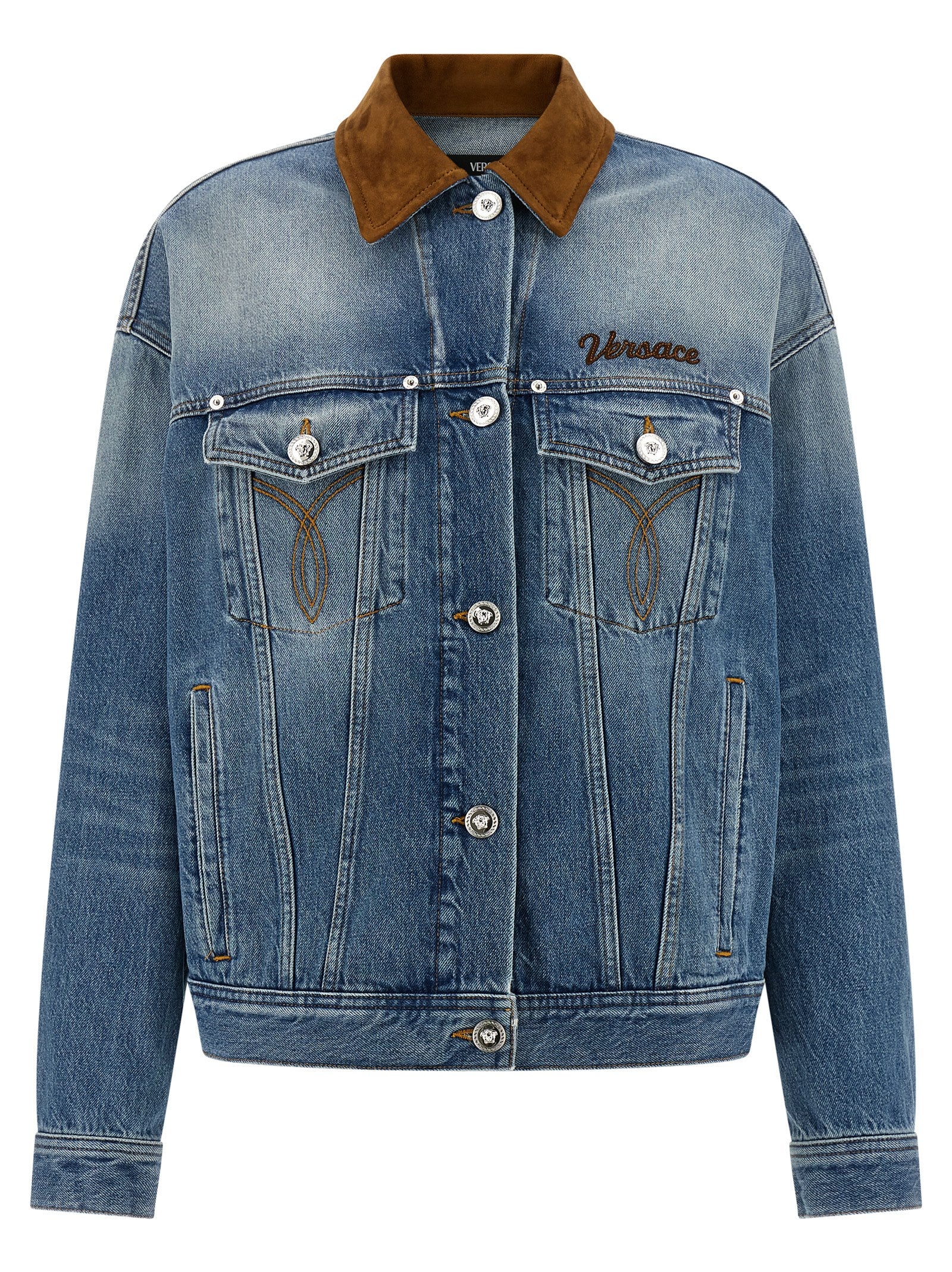 Versace Blaue Jeansjacke aus Baumwolle