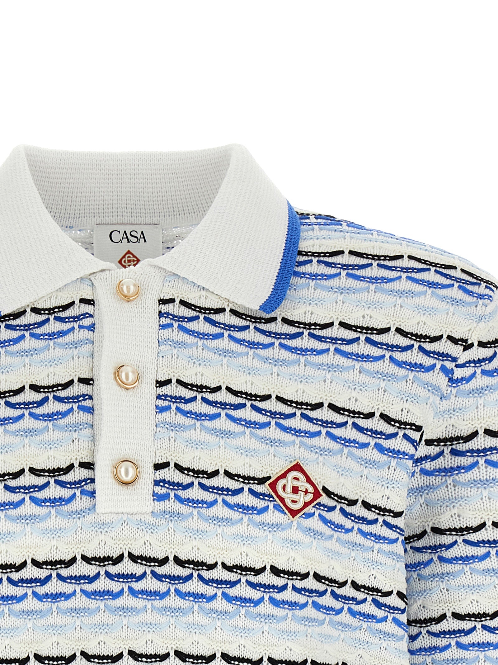 Casablanca Blaues Baumwoll-Polohemd