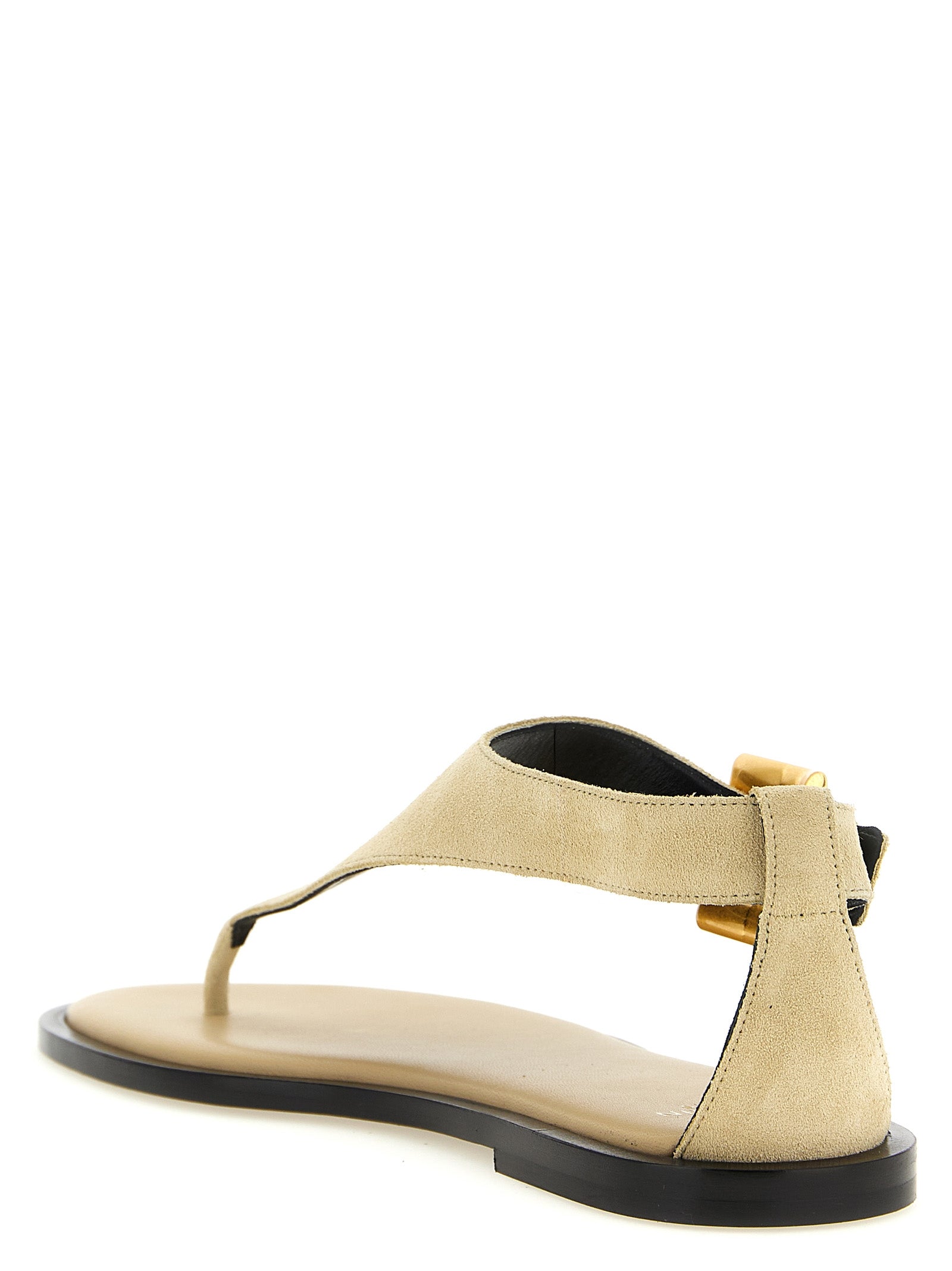 Balmain Beige Kalbsleder Sandalen