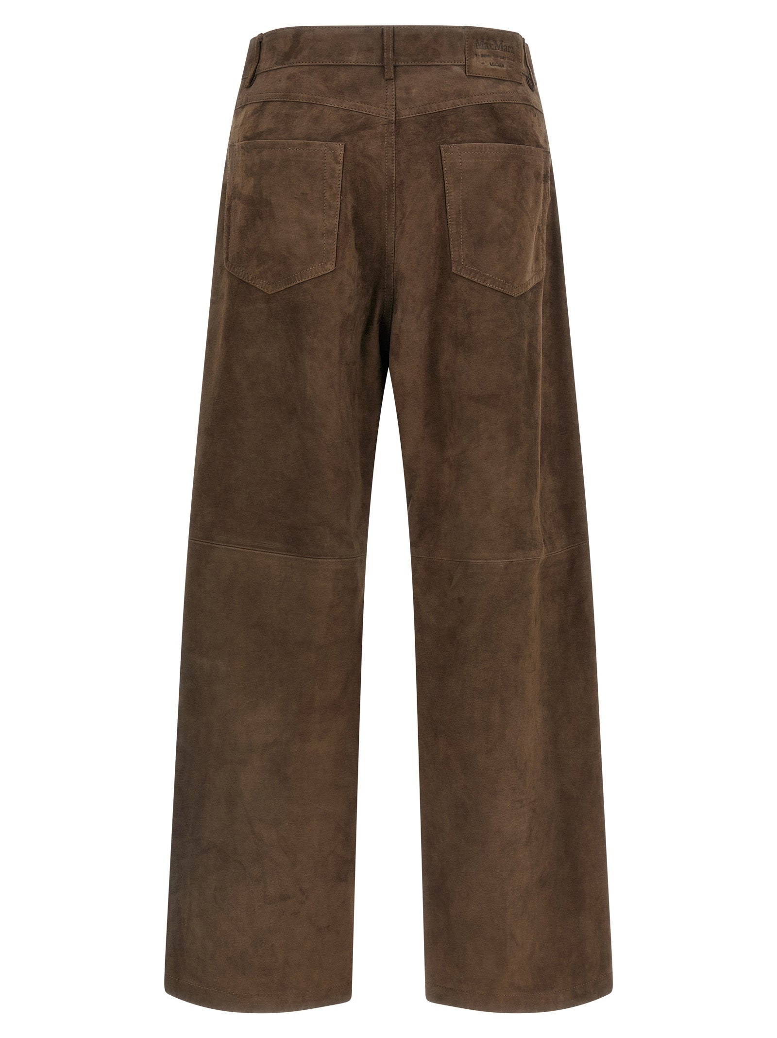 'S Max Mara Braune Lammleder-Freizeithose