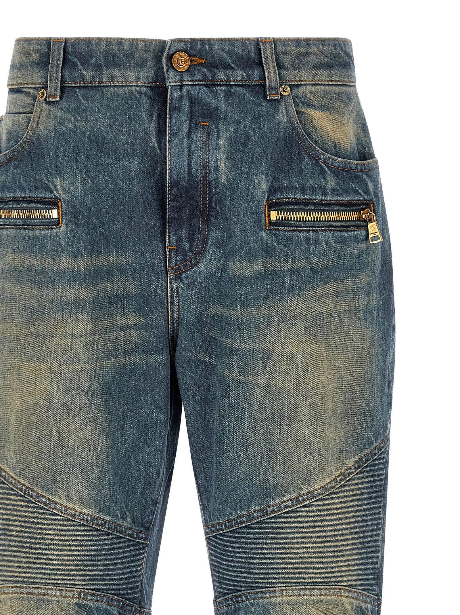 Balmain Blaue Jeans aus Baumwolle im geraden Schnitt
