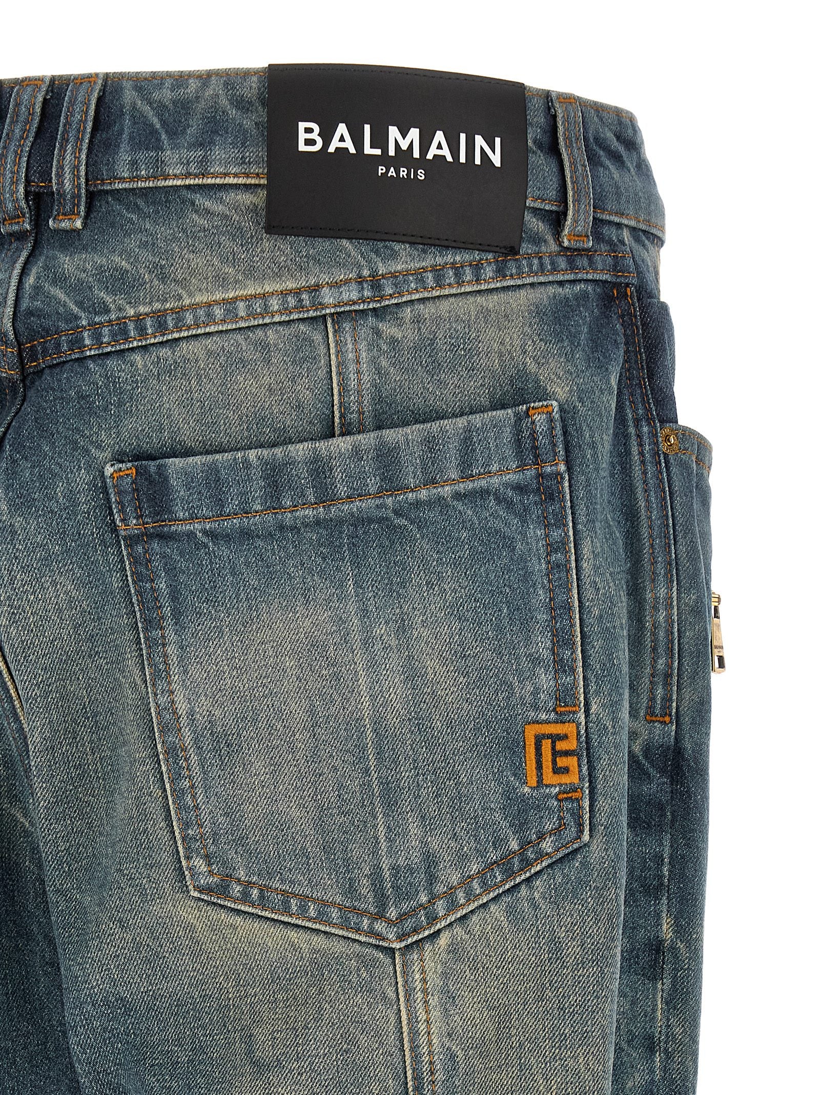 Balmain Blaue Jeans aus Baumwolle im geraden Schnitt