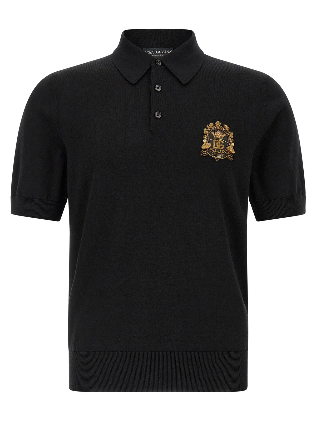Dolce & Gabbana Schwarzes Poloshirt aus reiner Schurwolle