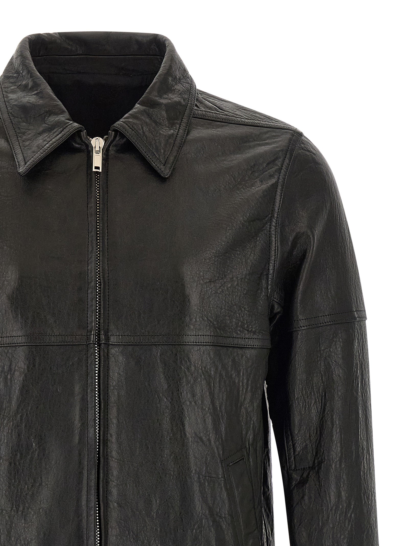 Rick Owens Schwarze Lammlederjacke