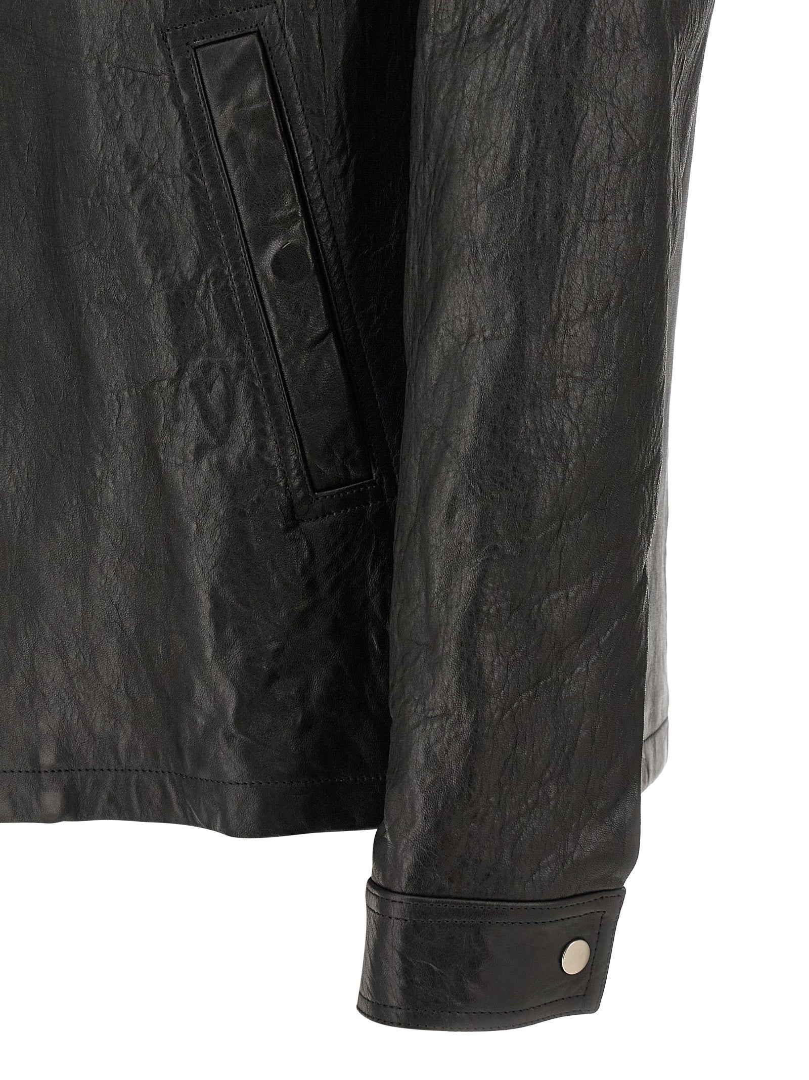 Rick Owens Schwarze Lammlederjacke