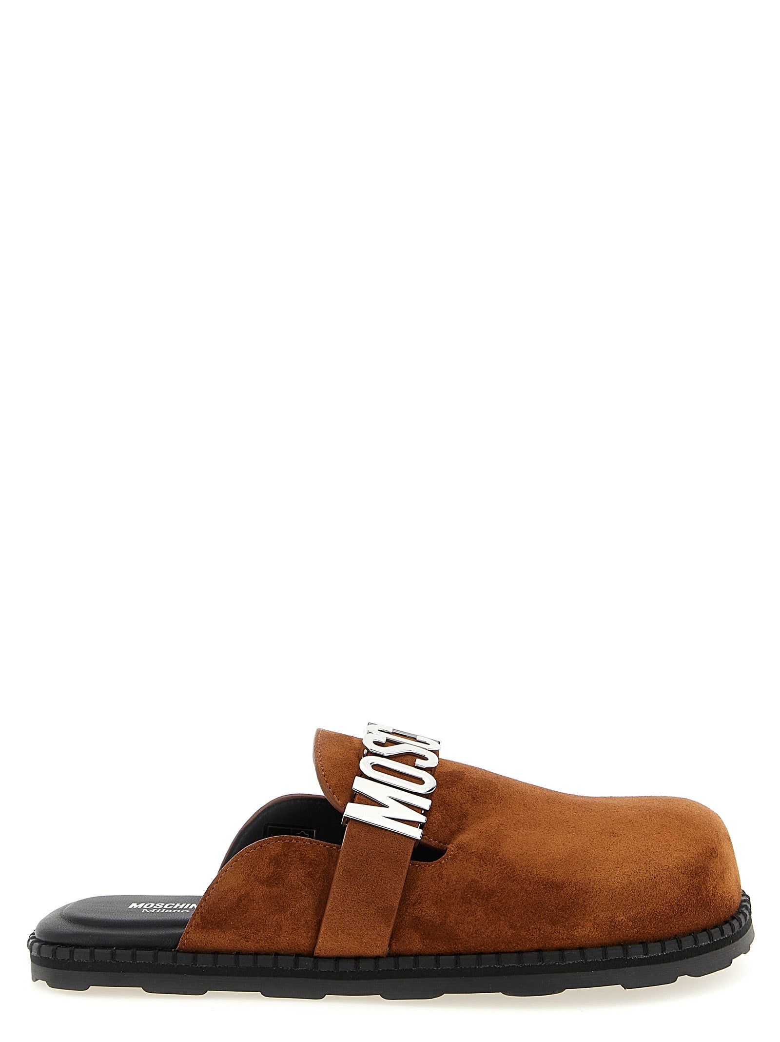 Moschino Braune Kalbsleder-Clogs