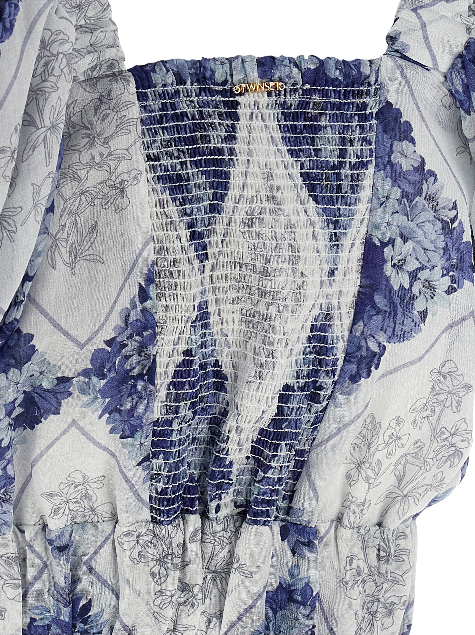 Twinset Blaue Ramie-Bluse