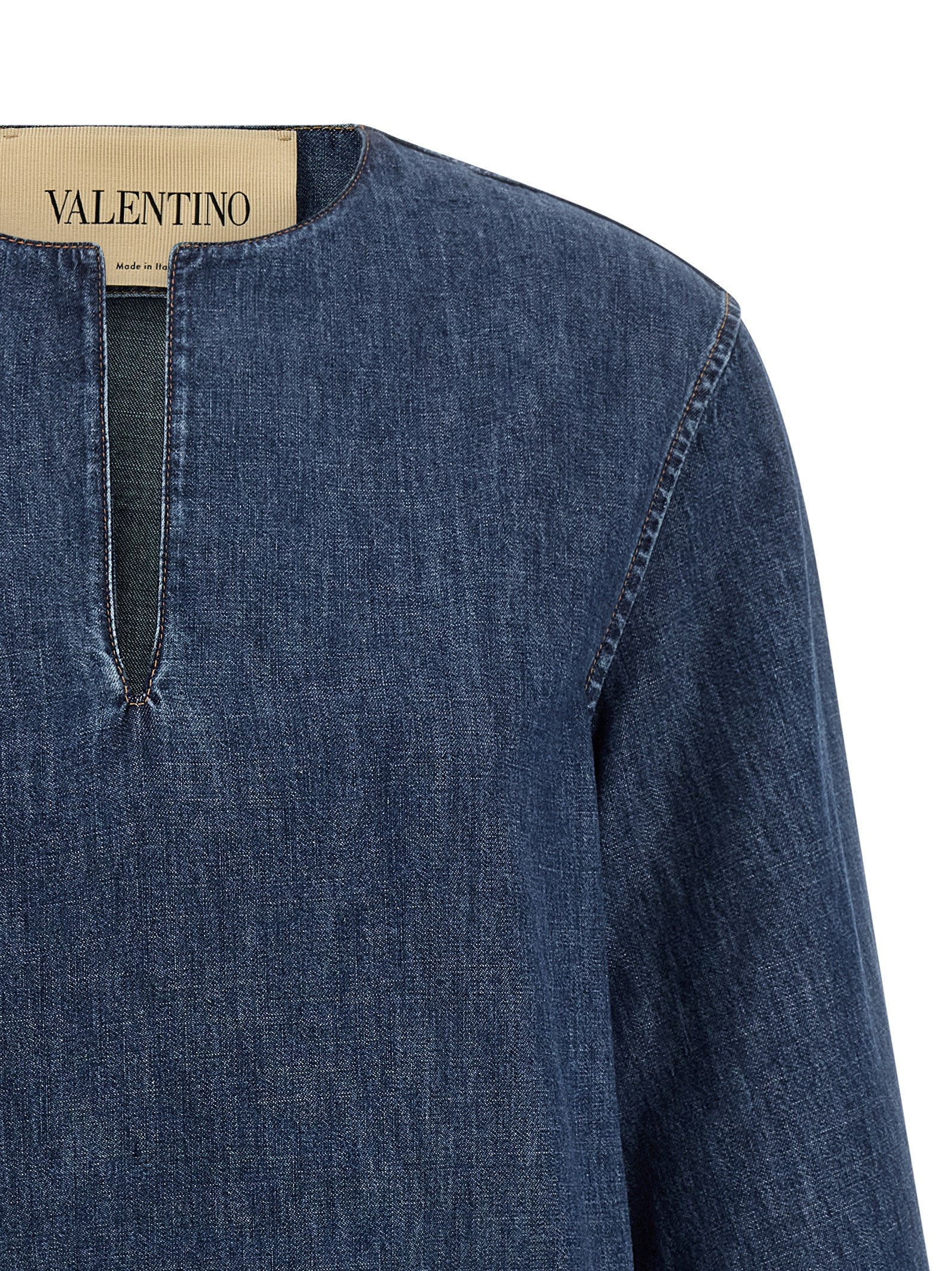 Valentino Garavani Kurzes blaues Baumwollkleid