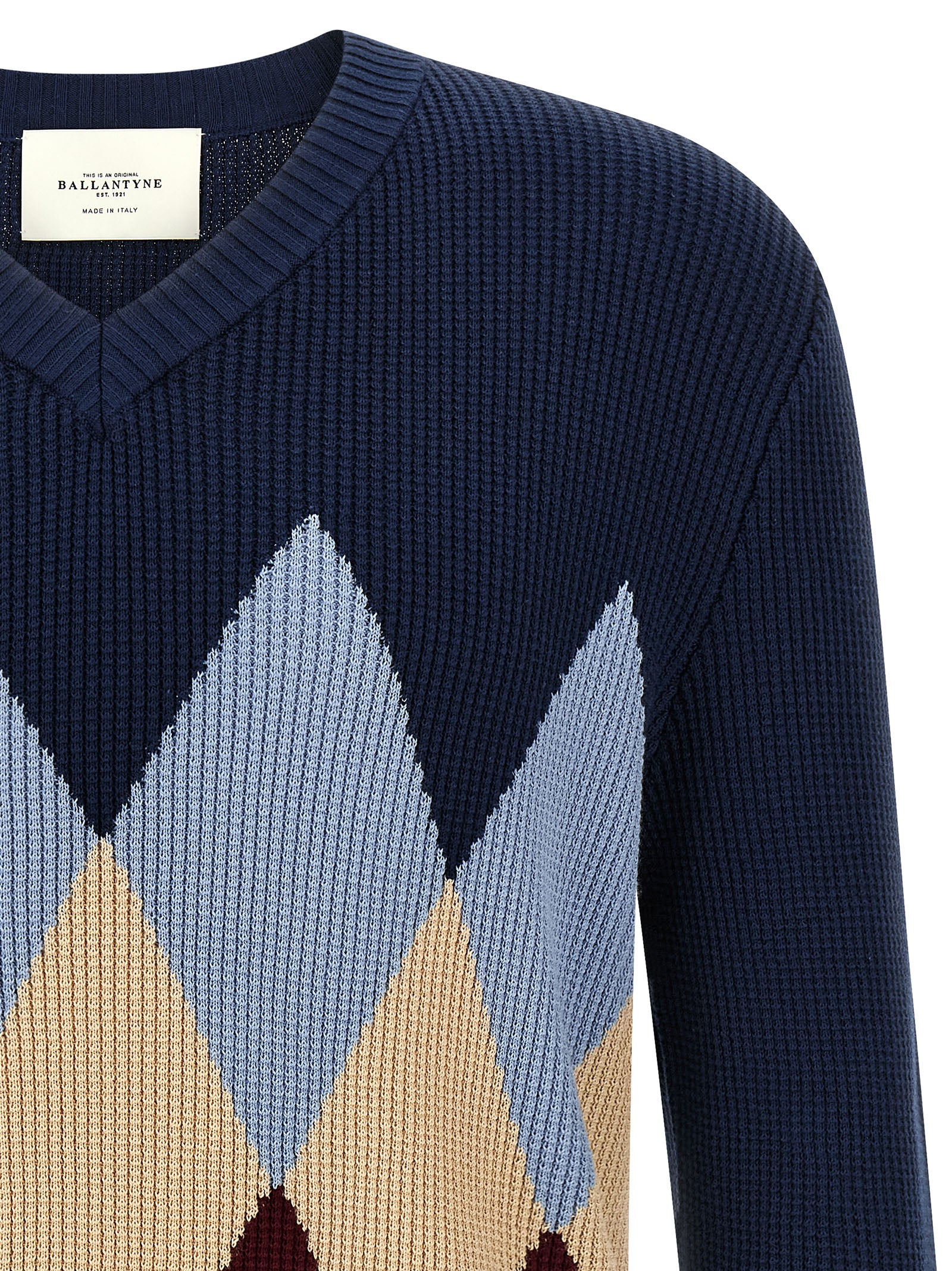 Ballantyne Blauer Baumwollcardigan