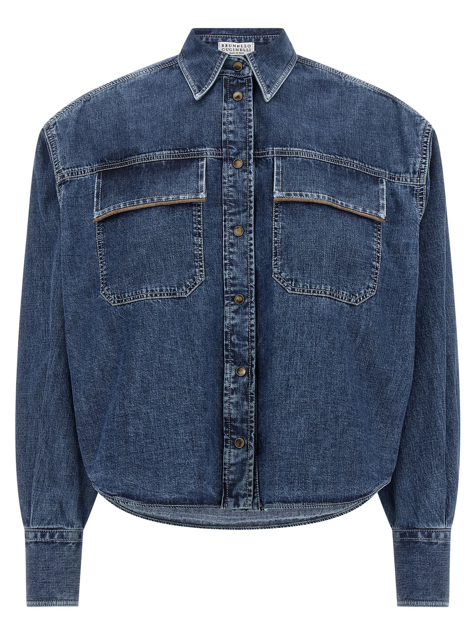 Brunello Cucinelli Blaue Baumwollbluse