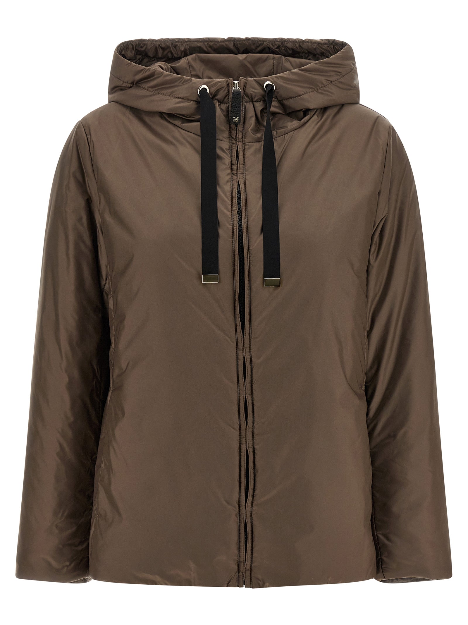 Max Mara Braune Polyester-Jacke in voller Länge