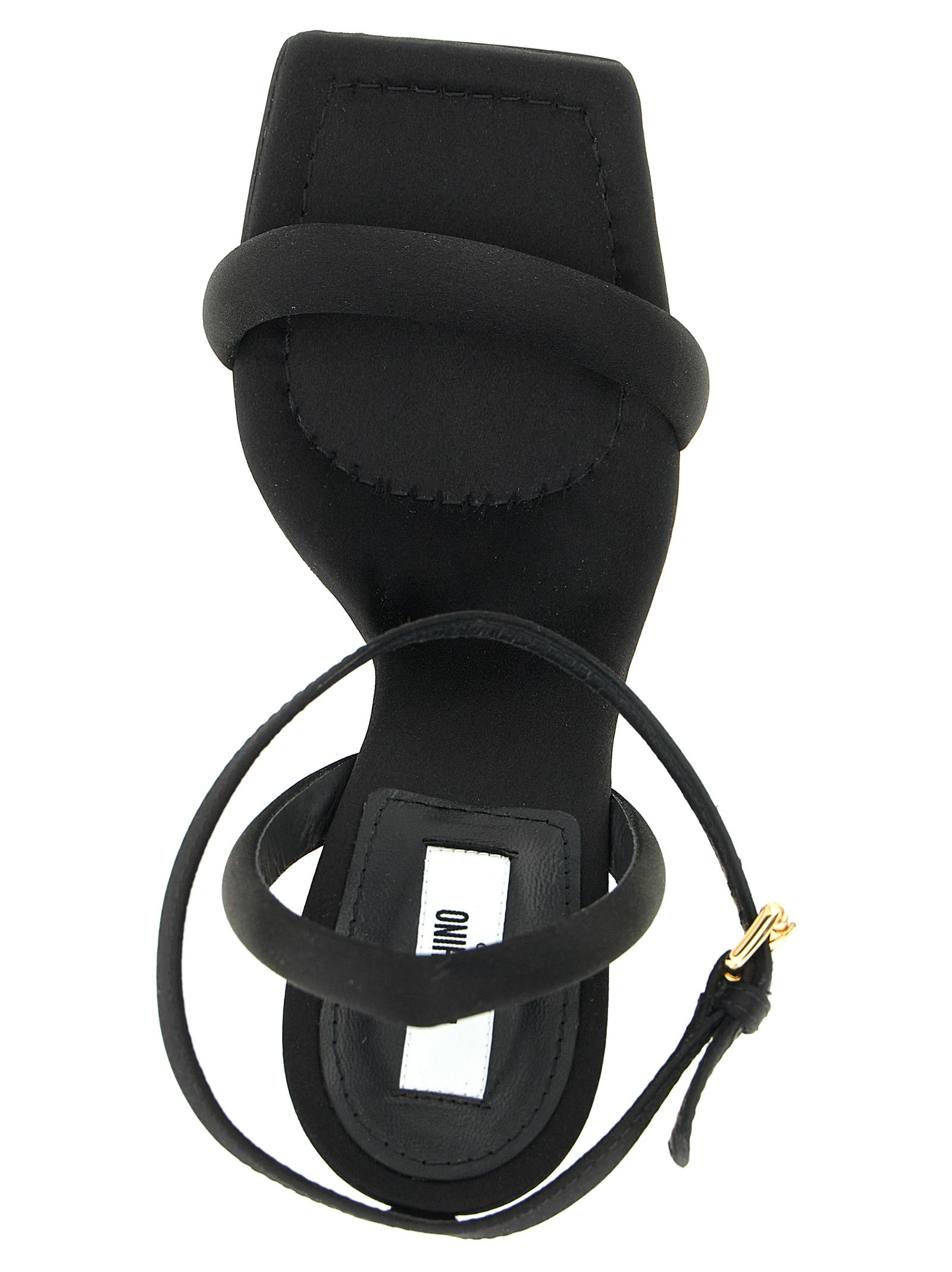 Moschino Schwarze Sandalen mit Stilettoabsatz aus Viskose