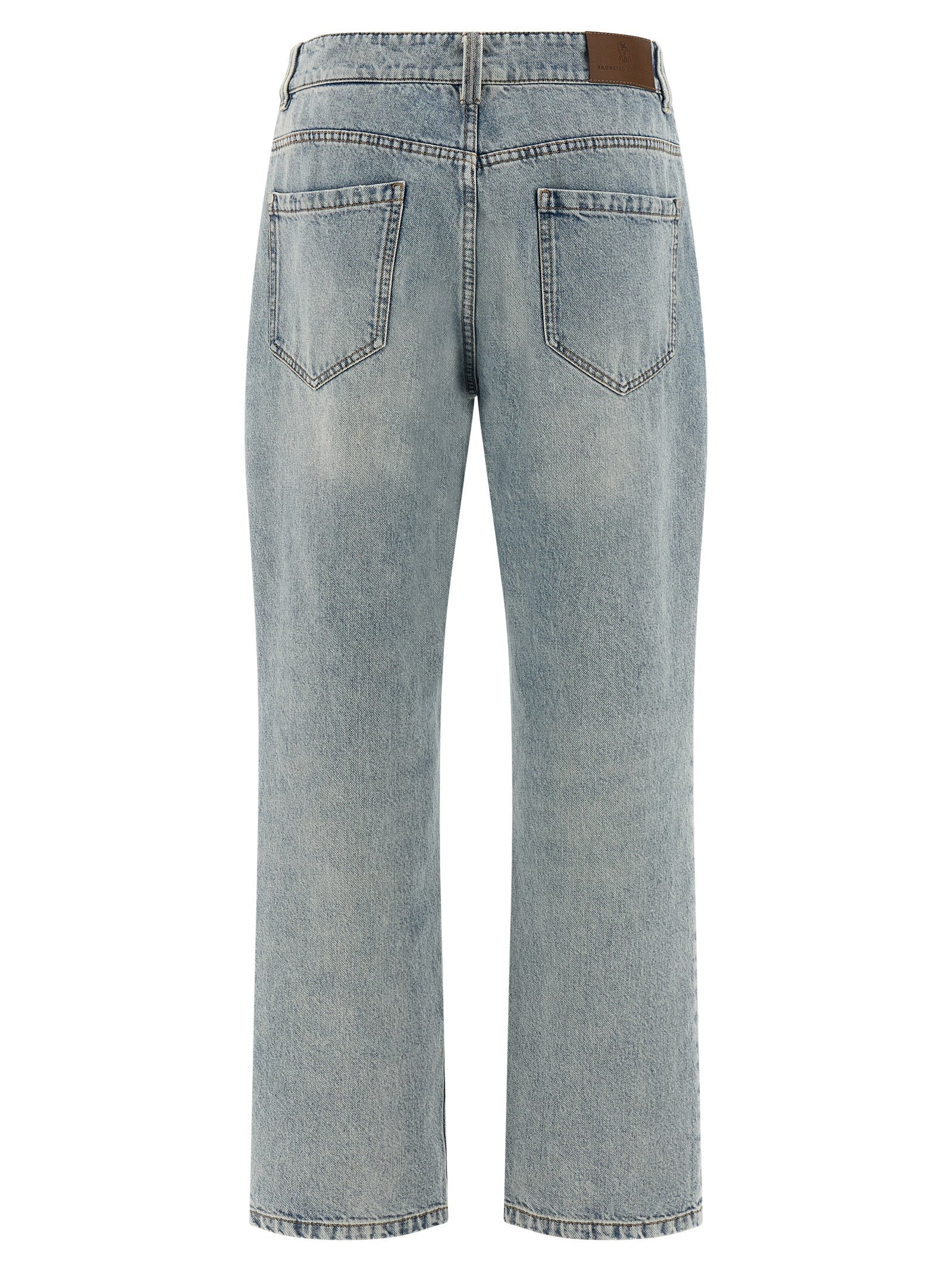Brunello Cucinelli Blaue Jeans aus Baumwolle im geraden Schnitt