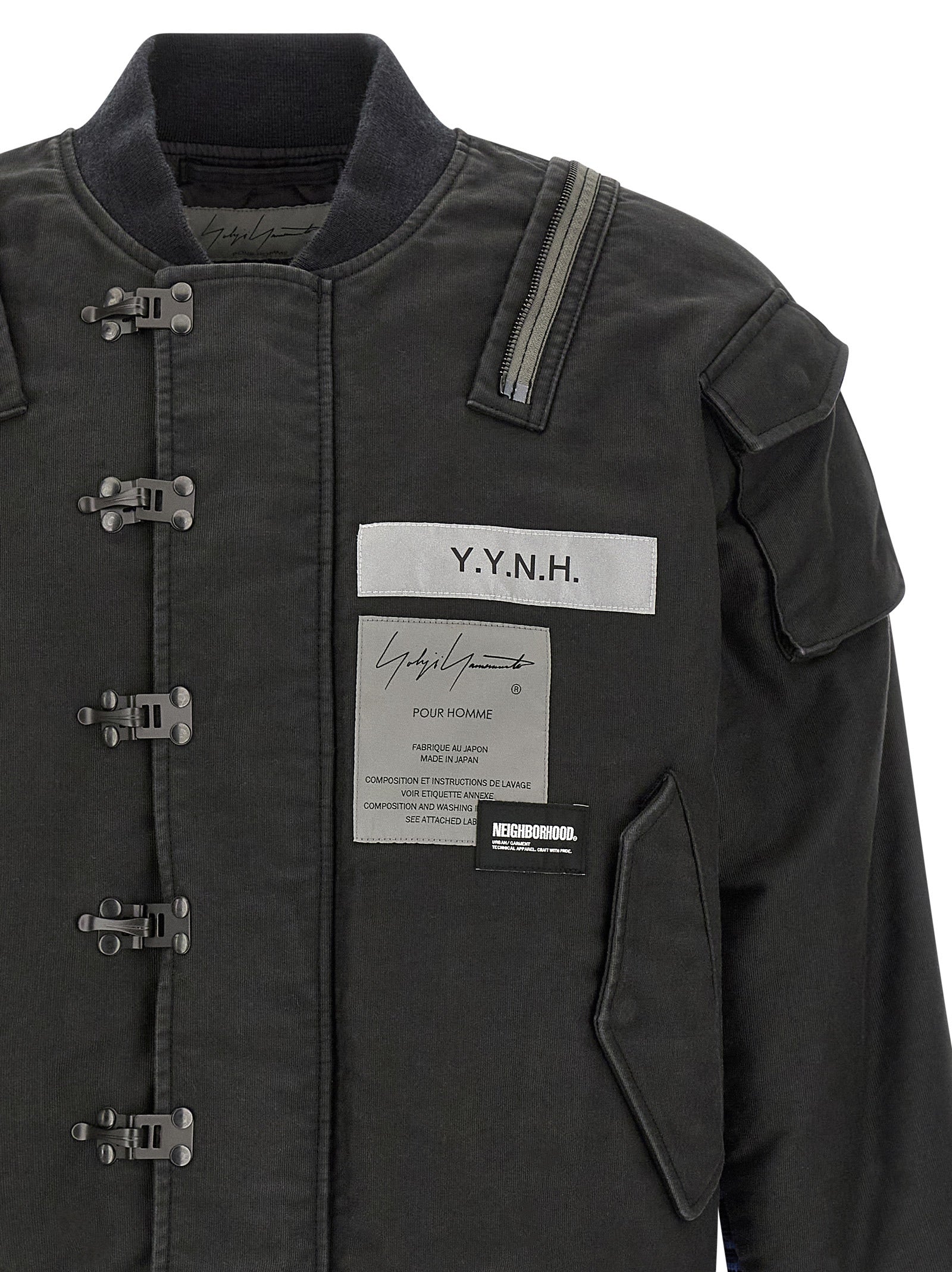 Yohji Yamamoto Schwarzer Bomber aus Baumwolle