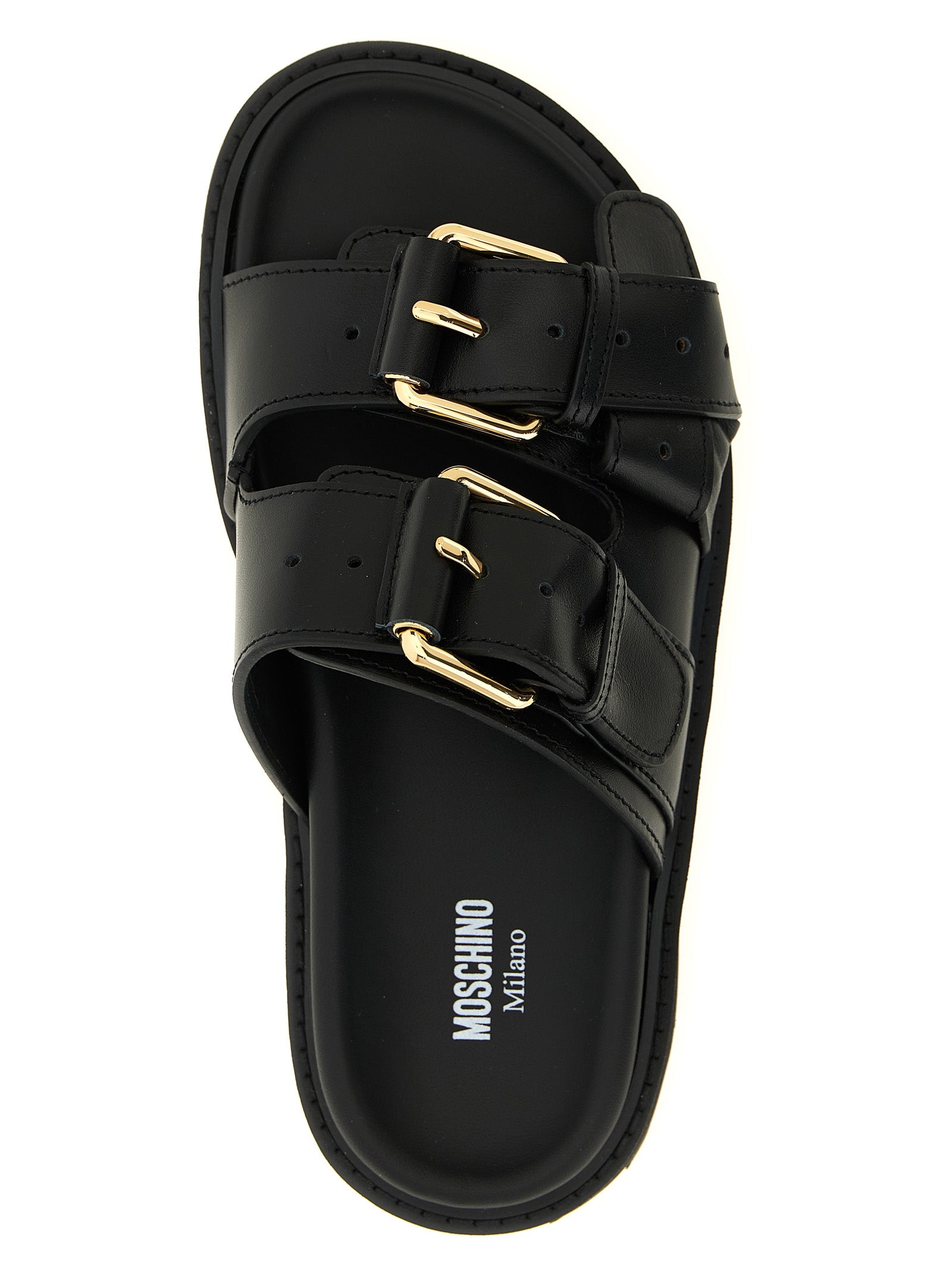 Moschino Schwarze Kalbsleder-Slipper