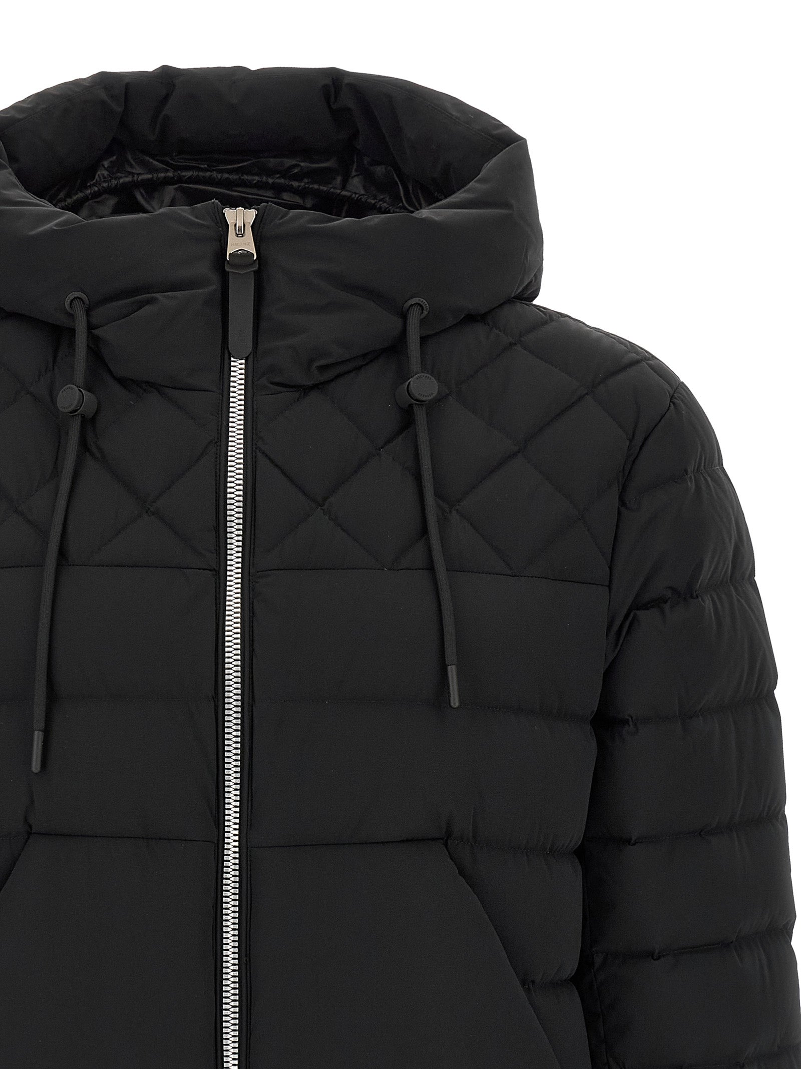 Mackage Schwarze Nylon-Jacke in voller Länge