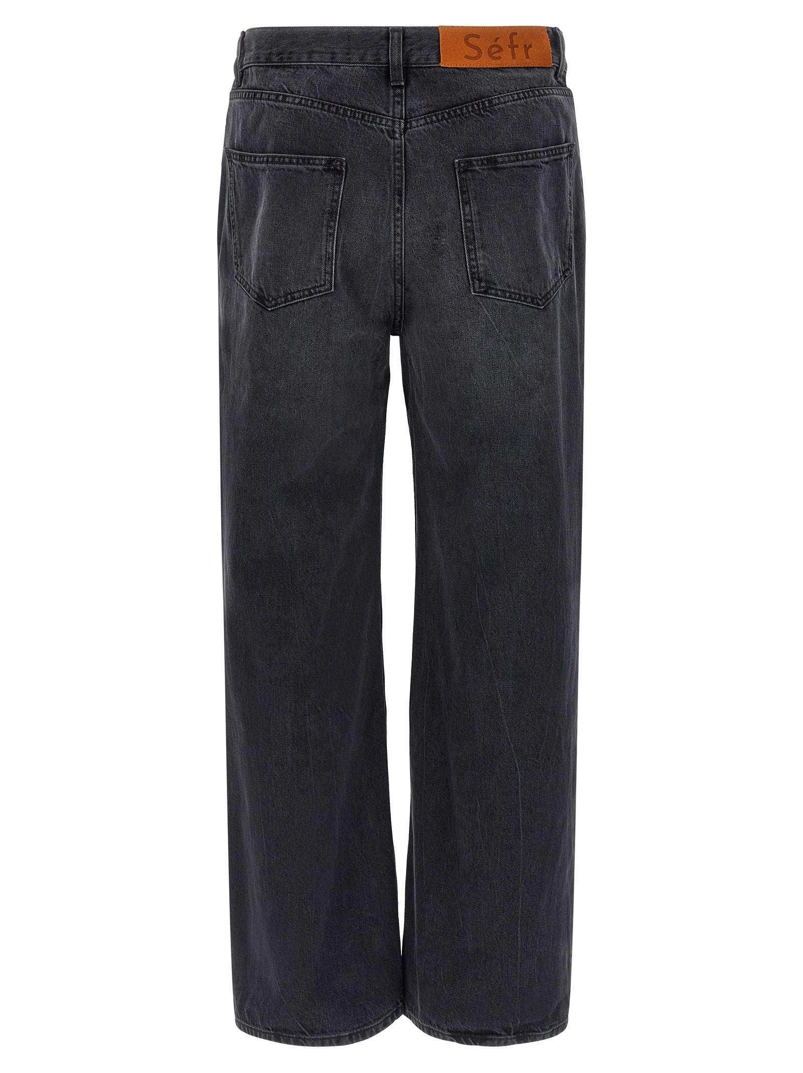 SÉFR Schwarze Baumwoll-Jeans mit geradem Bein