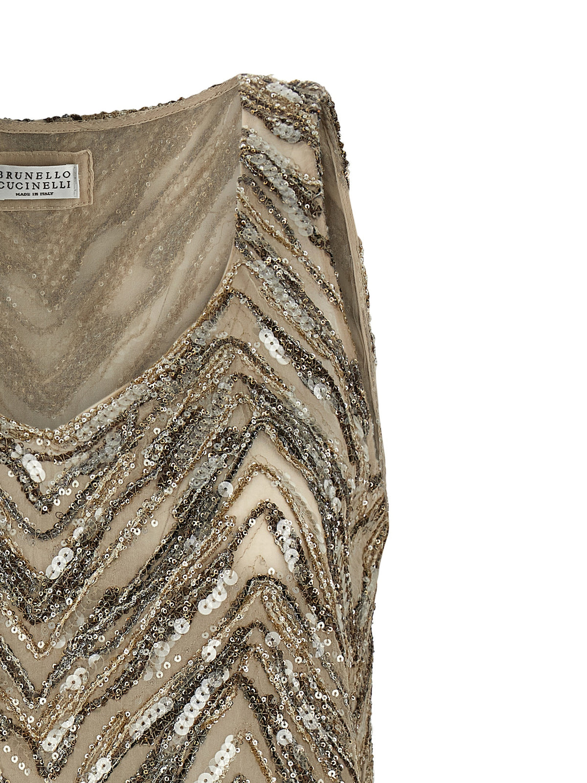 Brunello Cucinelli Beige Seidentops