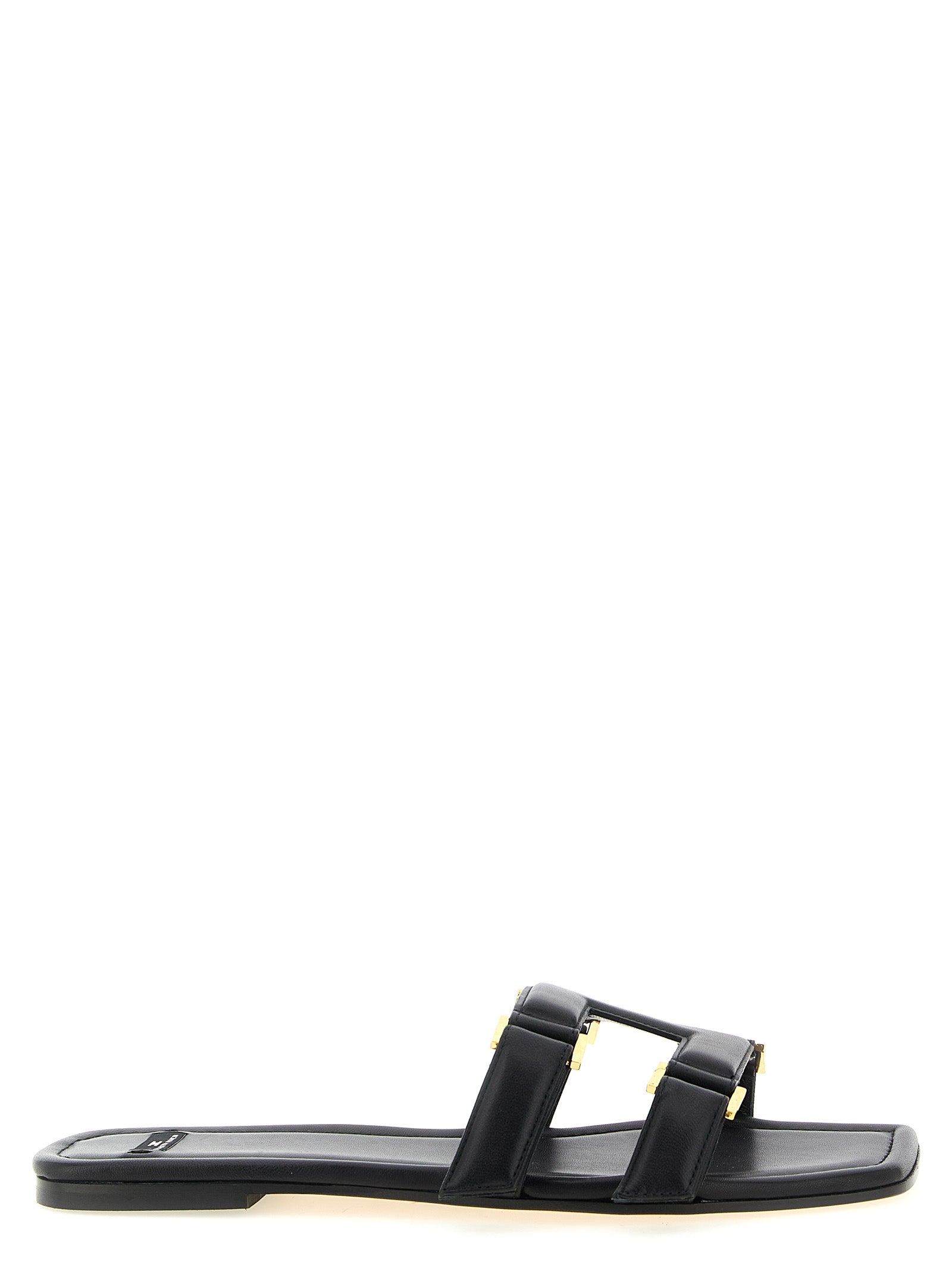 Elisabetta Franchi Schwarze Lammleder-Slipper