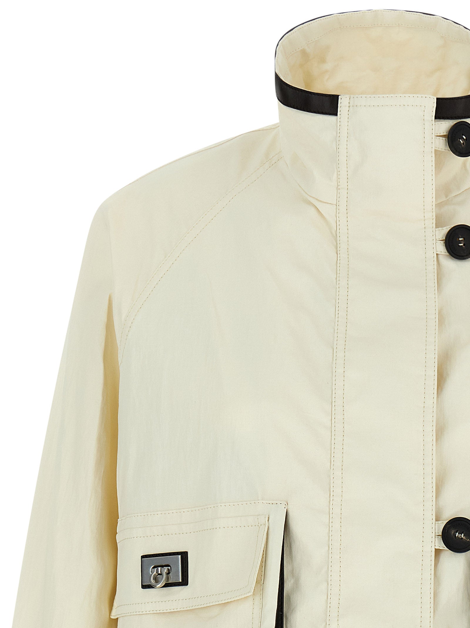 Ferragamo Weiße Leinen-Maxijacke