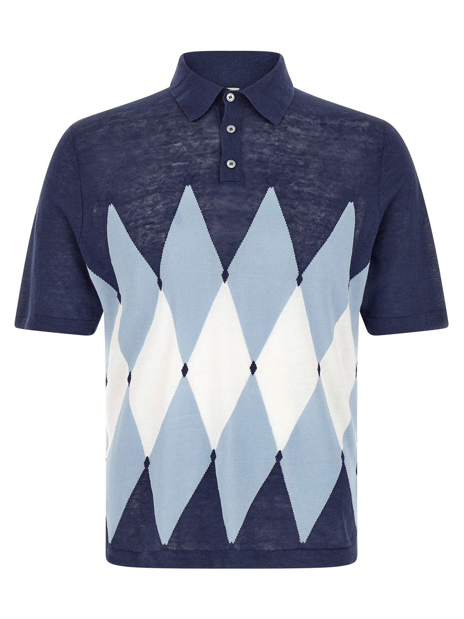 Ballantyne Blaues Poloshirt aus Leinen