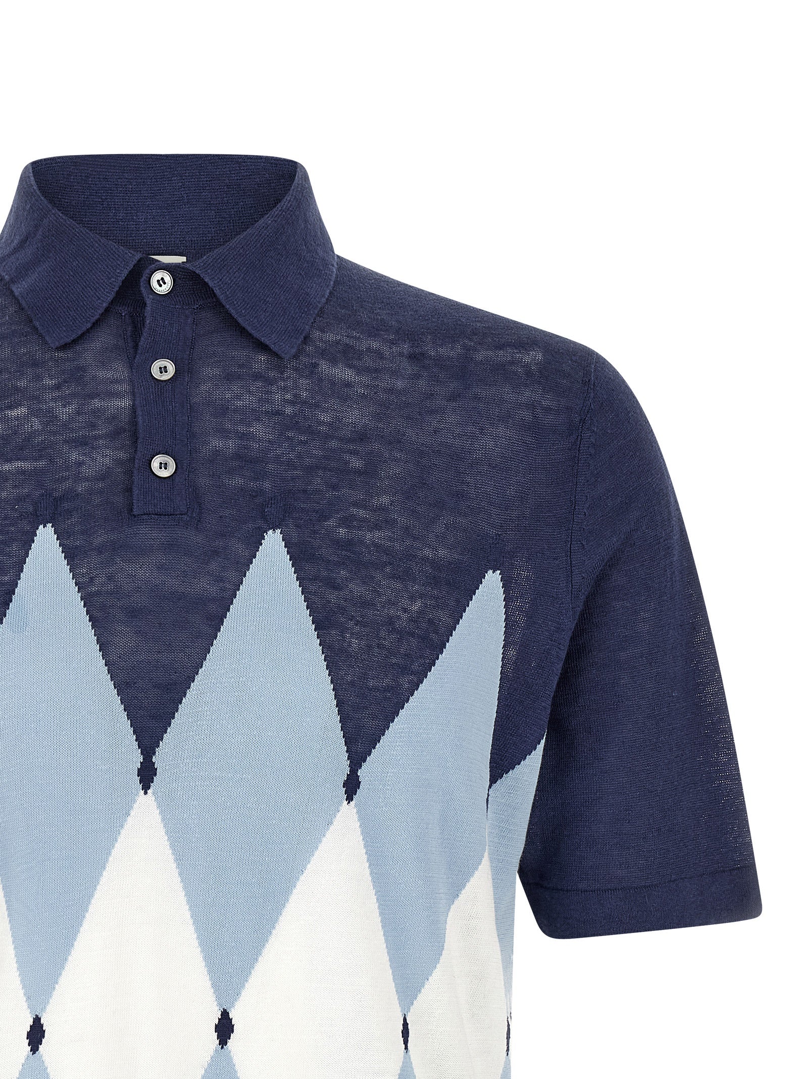 Ballantyne Blaues Poloshirt aus Leinen