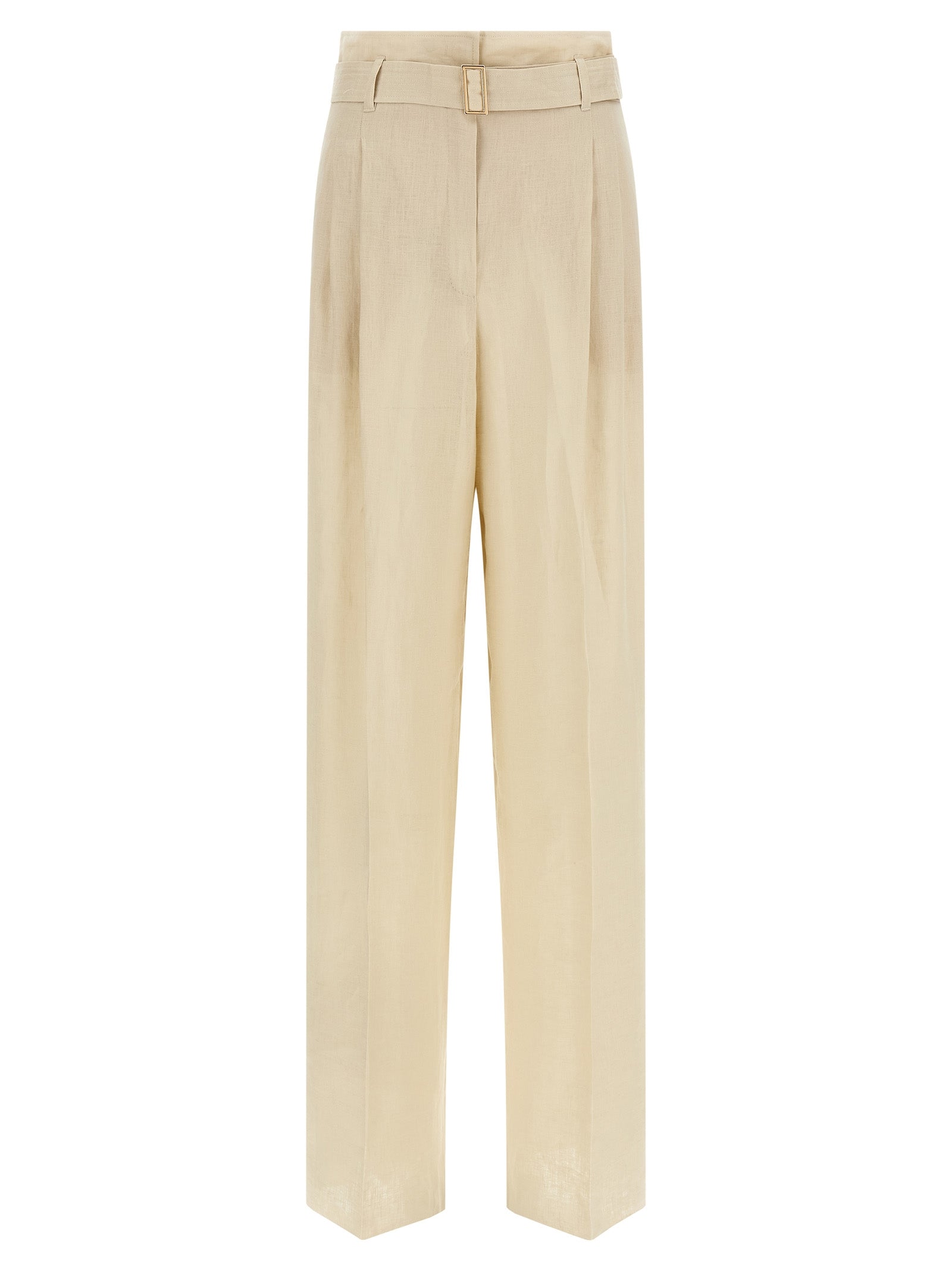 Max Mara Beige Leinen Freizeithose