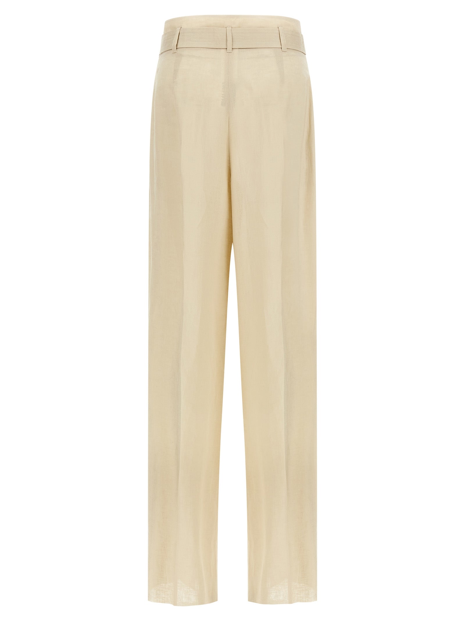 Max Mara Beige Leinen Freizeithose
