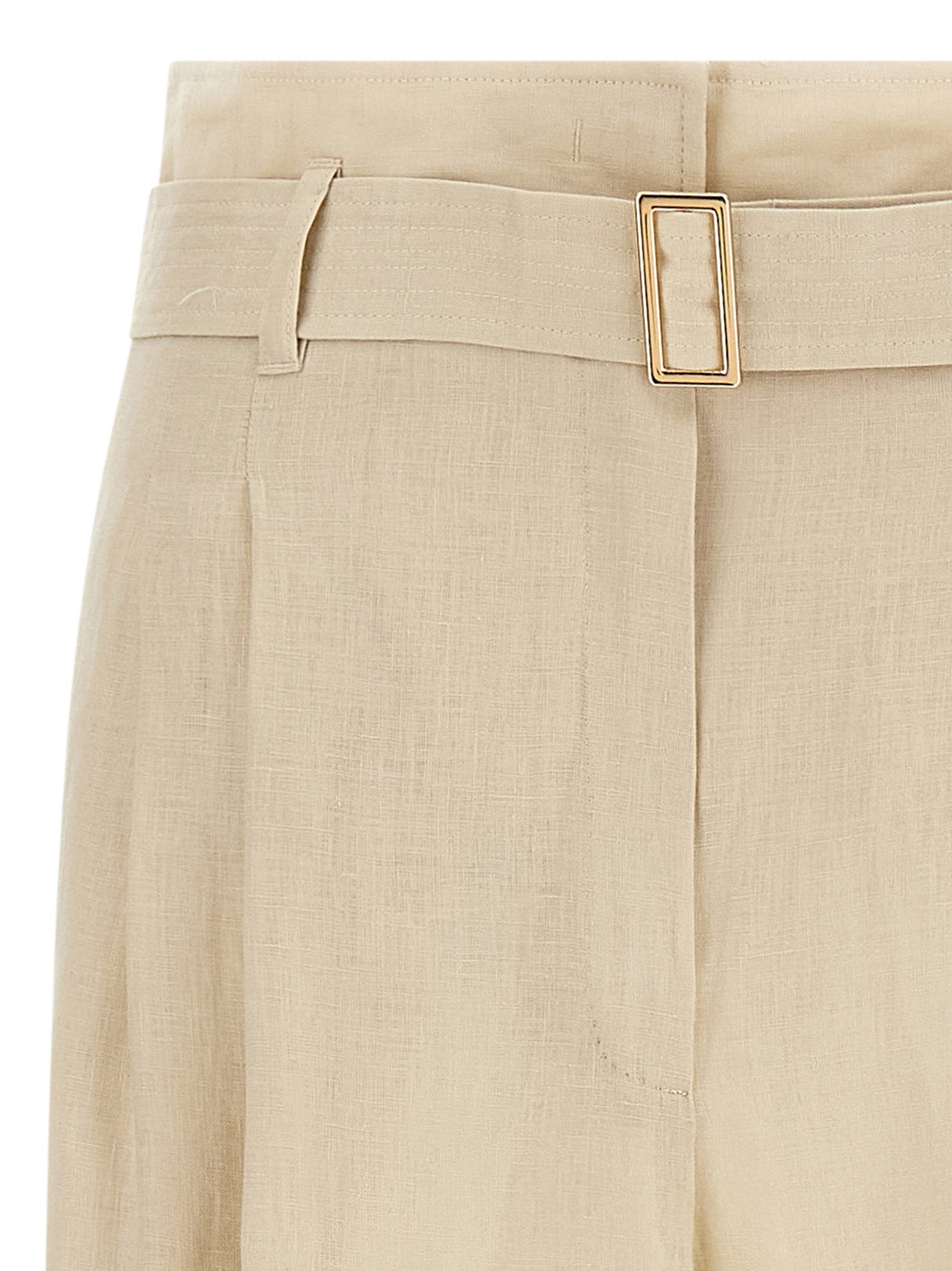 Max Mara Beige Leinen Freizeithose
