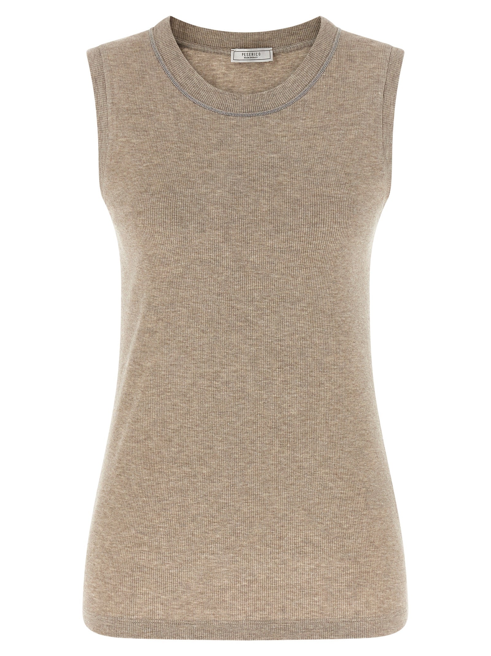Peserico Beige Viskose Ärmelloses T-Shirt