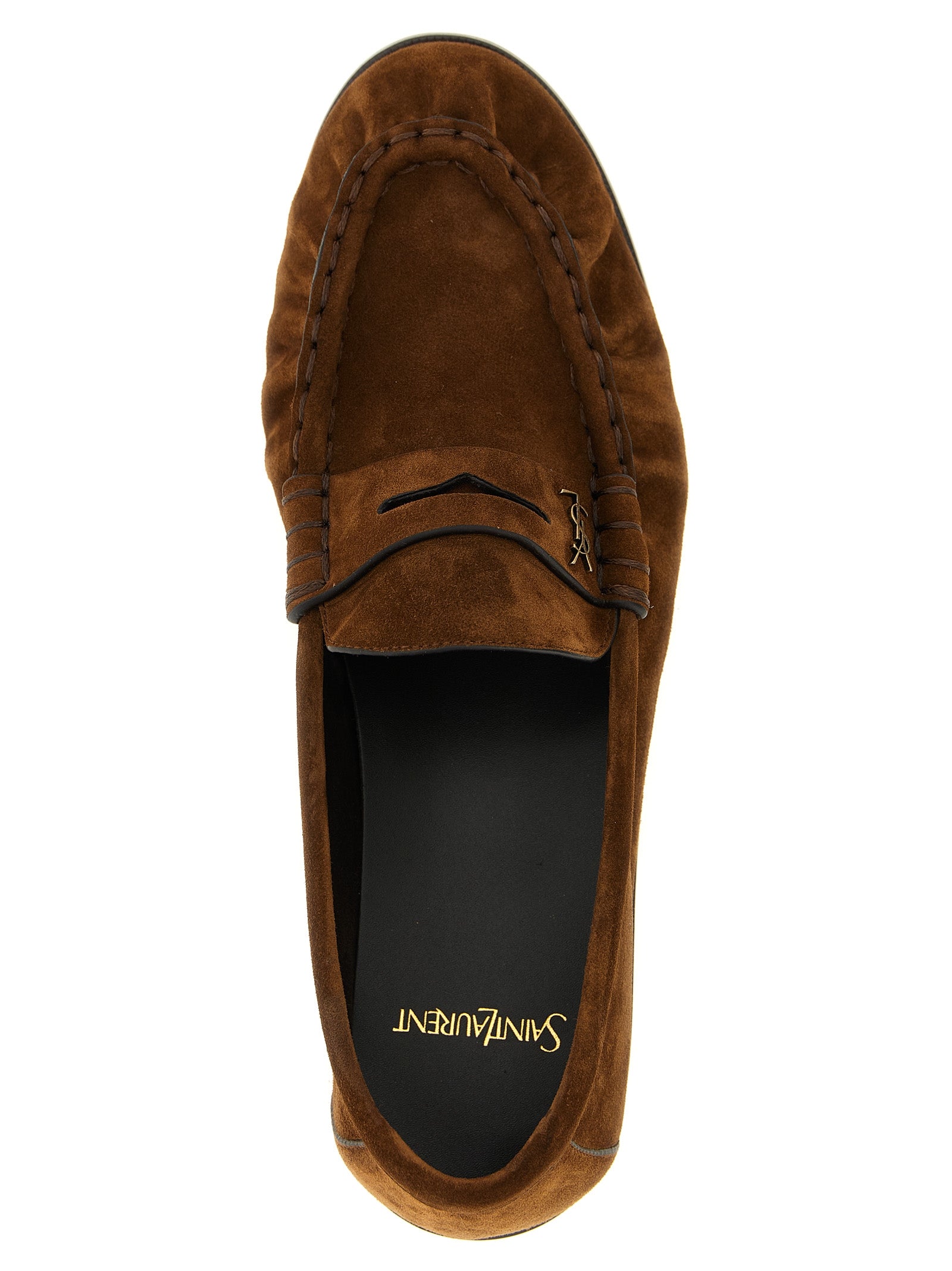 Saint Laurent Braune Kalbsleder-Slipper