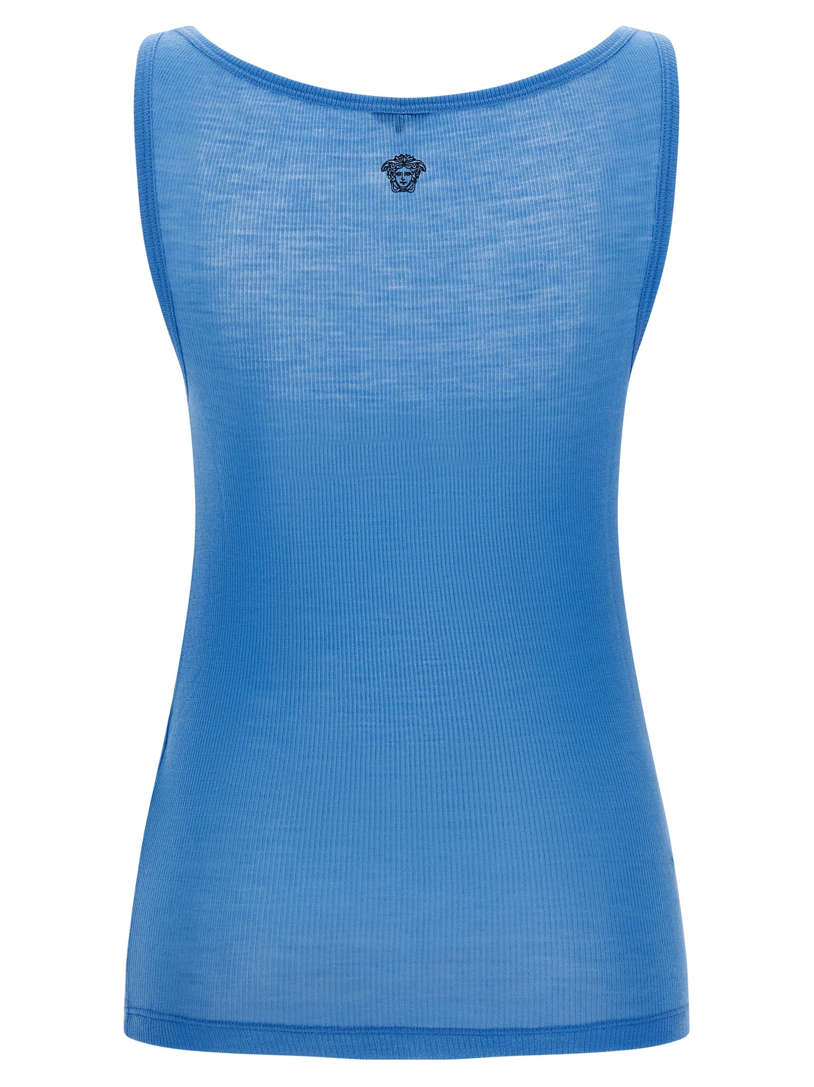 Versace Blaue Tanktops aus reiner Schurwolle