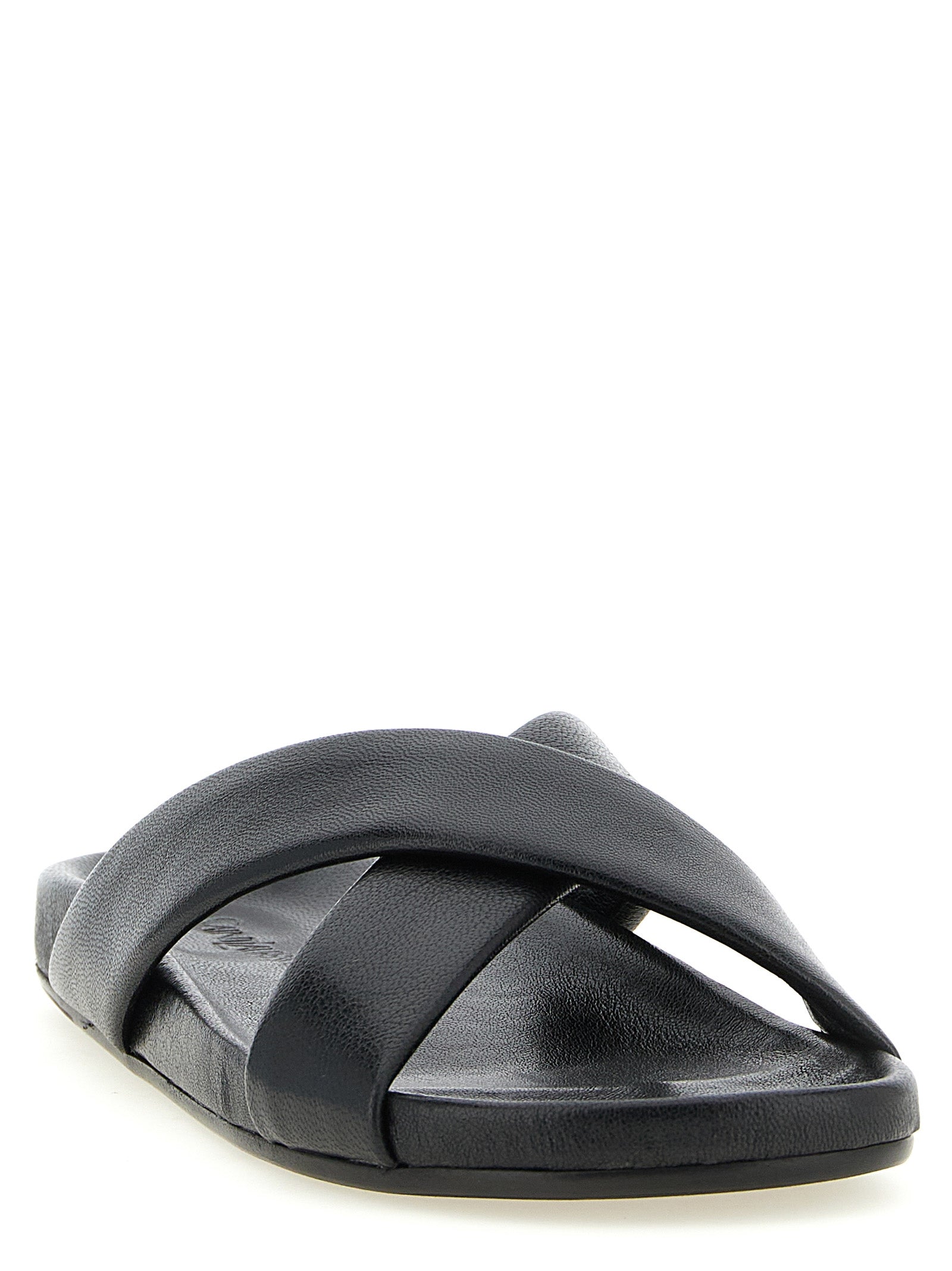Saint Laurent Schwarze Lammleder-Slipper