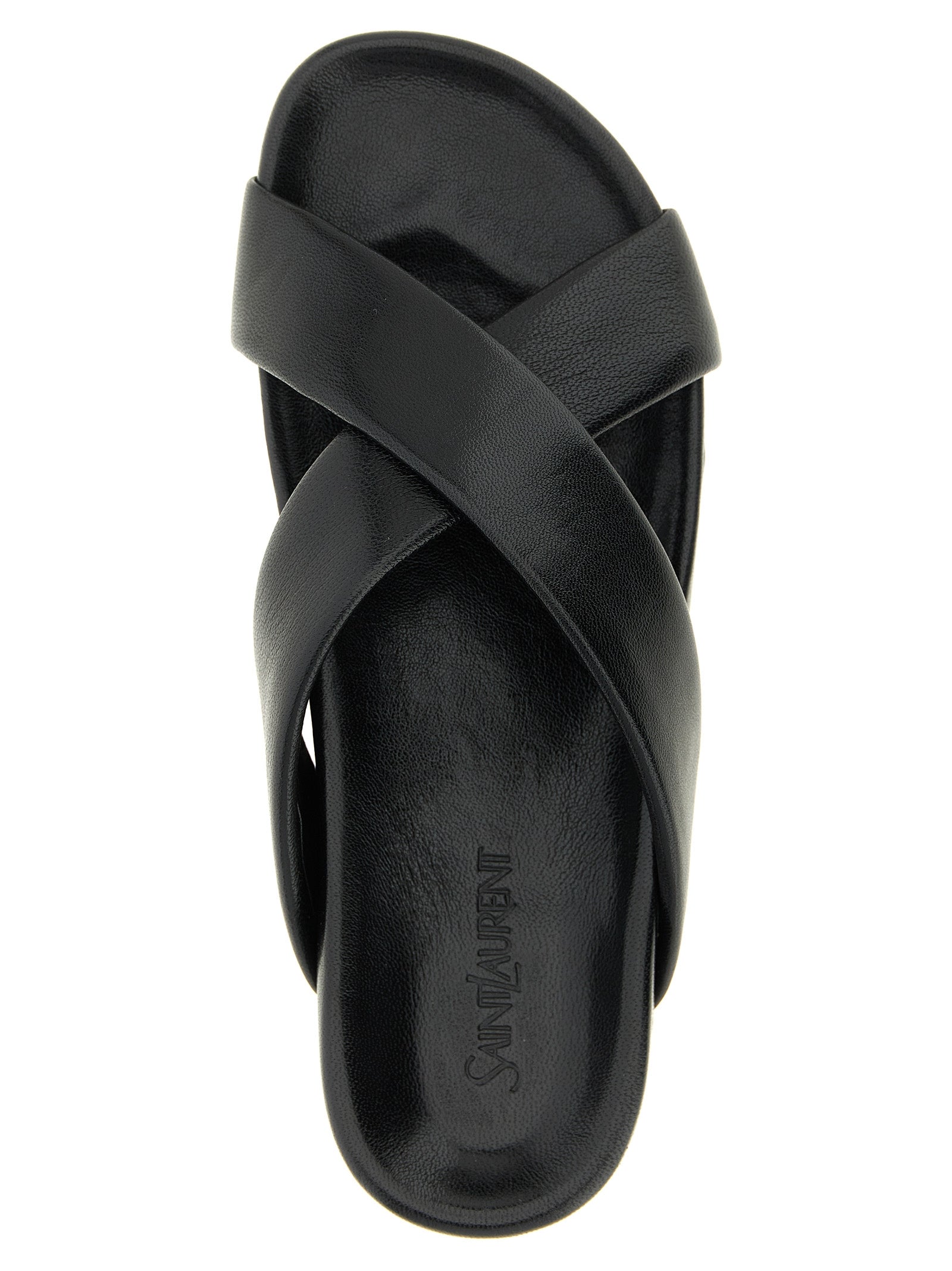 Saint Laurent Schwarze Lammleder-Slipper