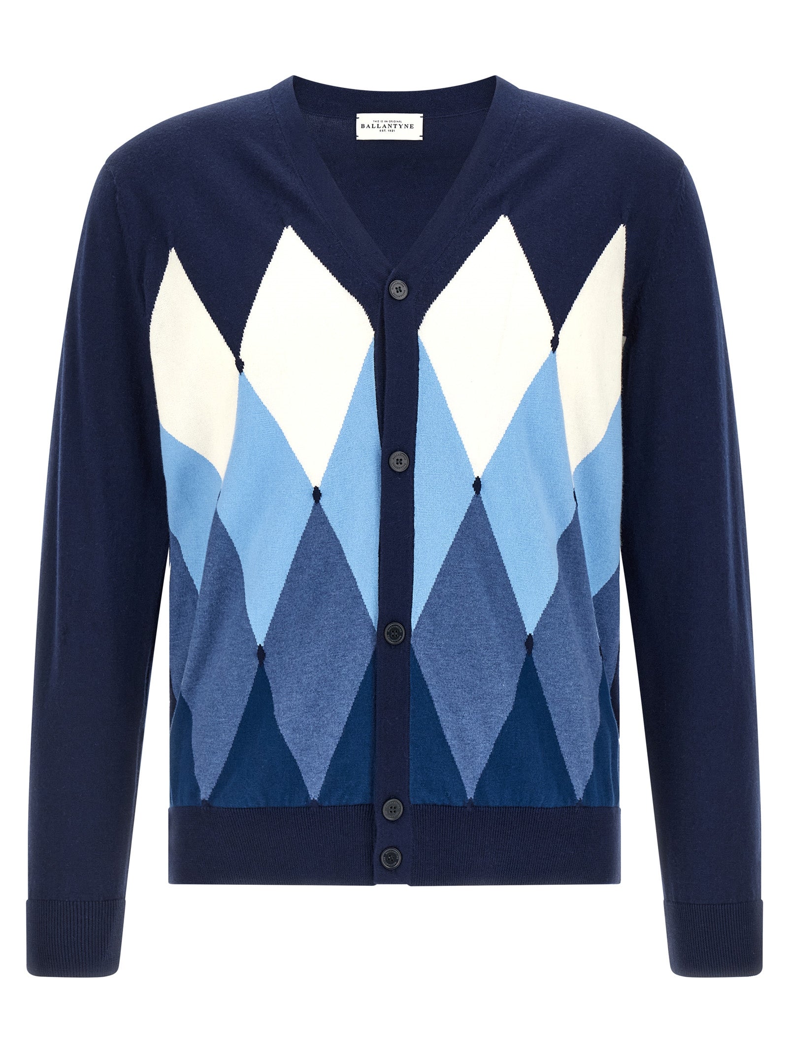 Ballantyne Blauer Baumwollcardigan