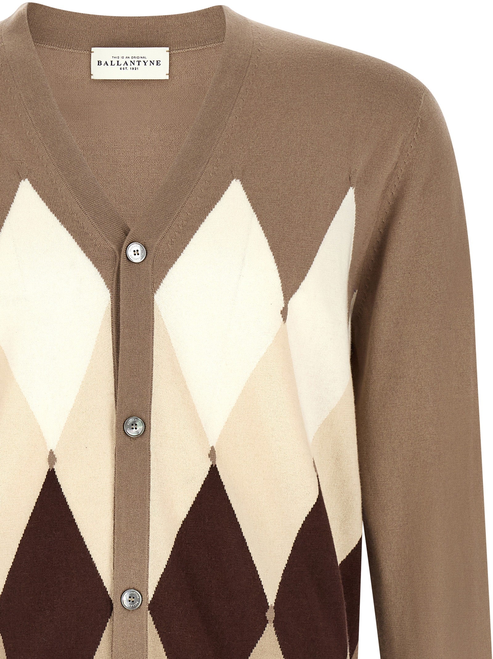 Ballantyne Brauner Baumwollcardigan