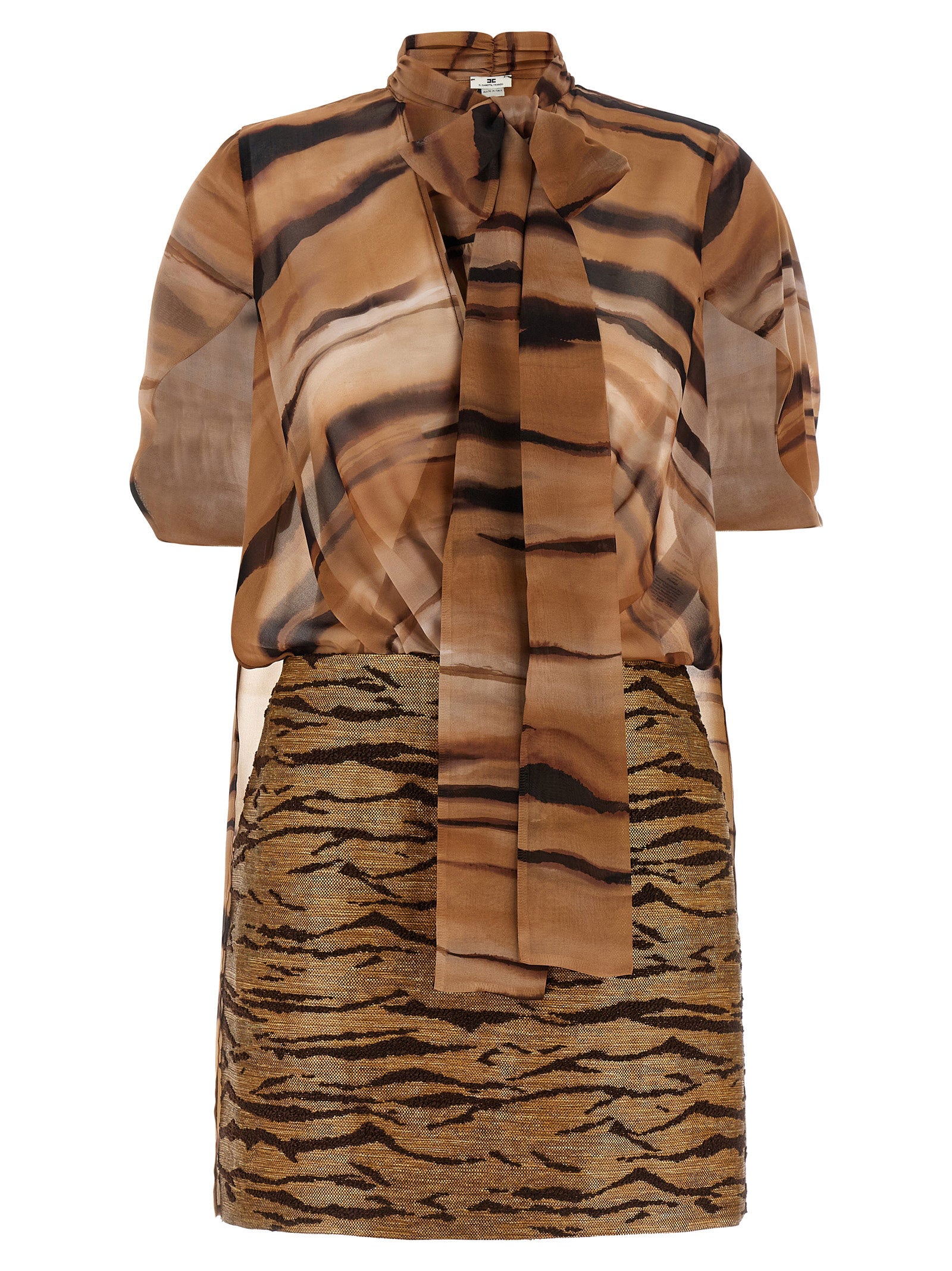 Elisabetta Franchi Kurzes Braunes Kleid Aus Polyester