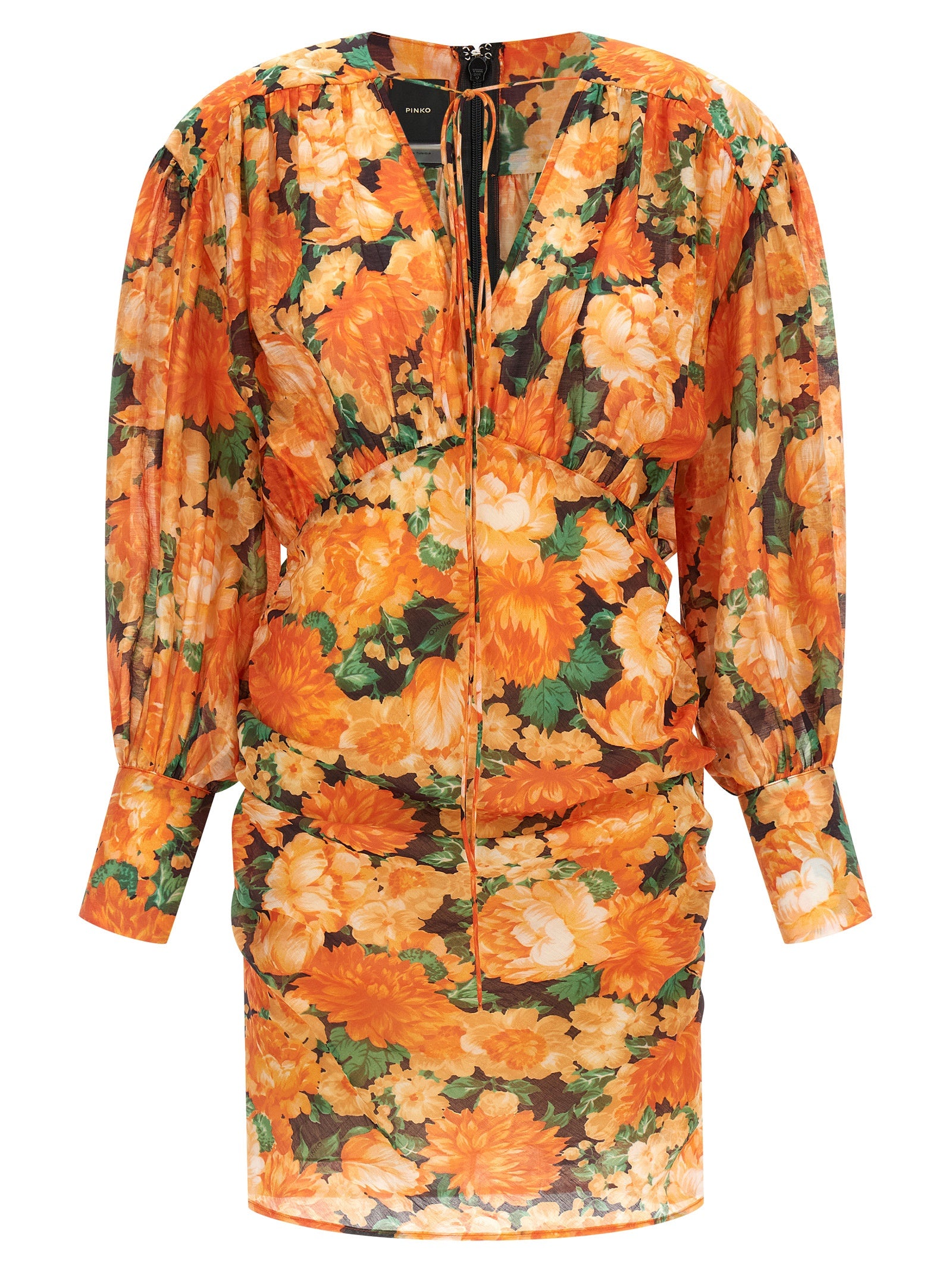 PINKO Orange Lyocell Minikleid
