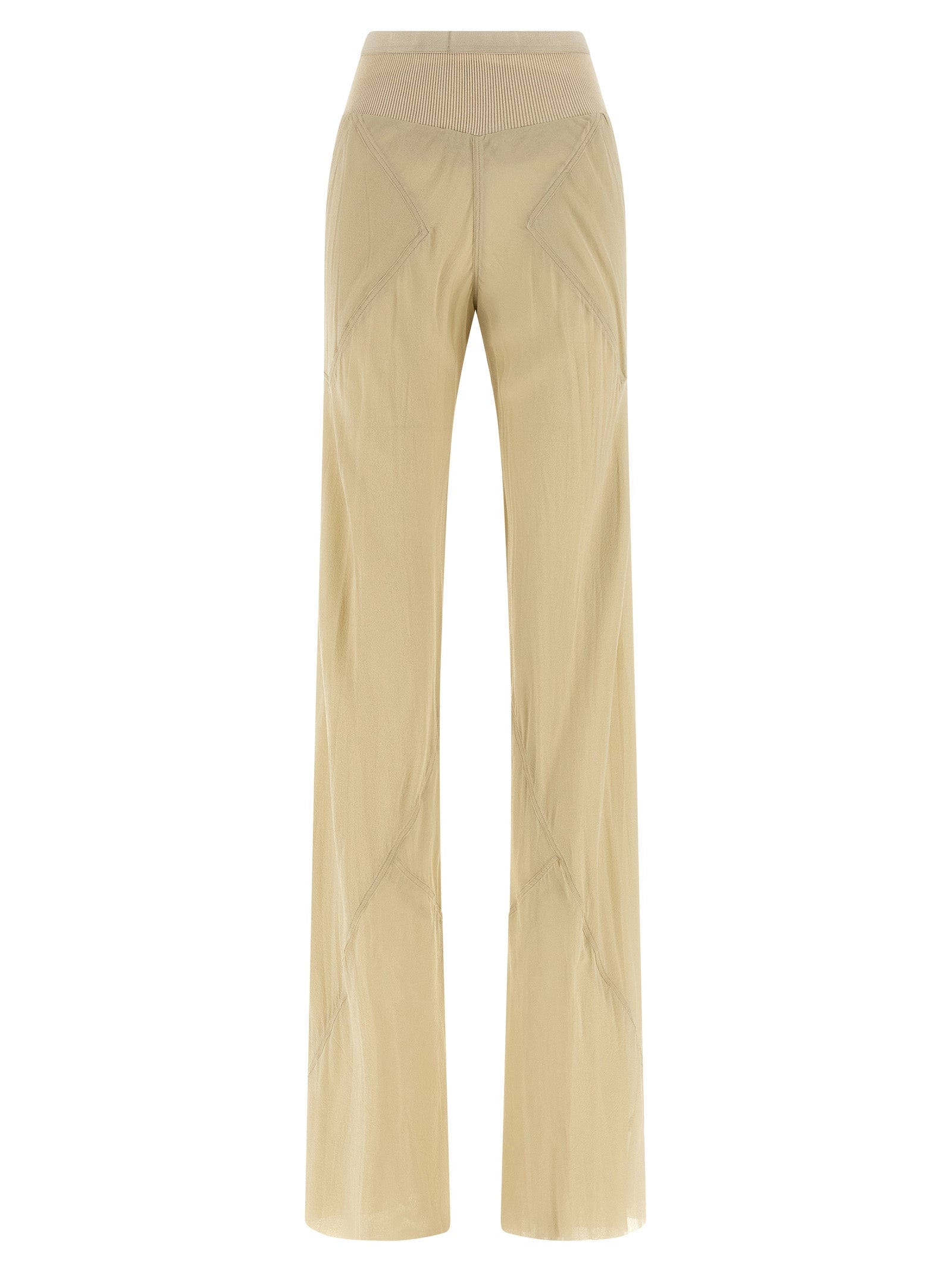 Rick Owens Beige Seidenhose mit ausgestelltem Bein