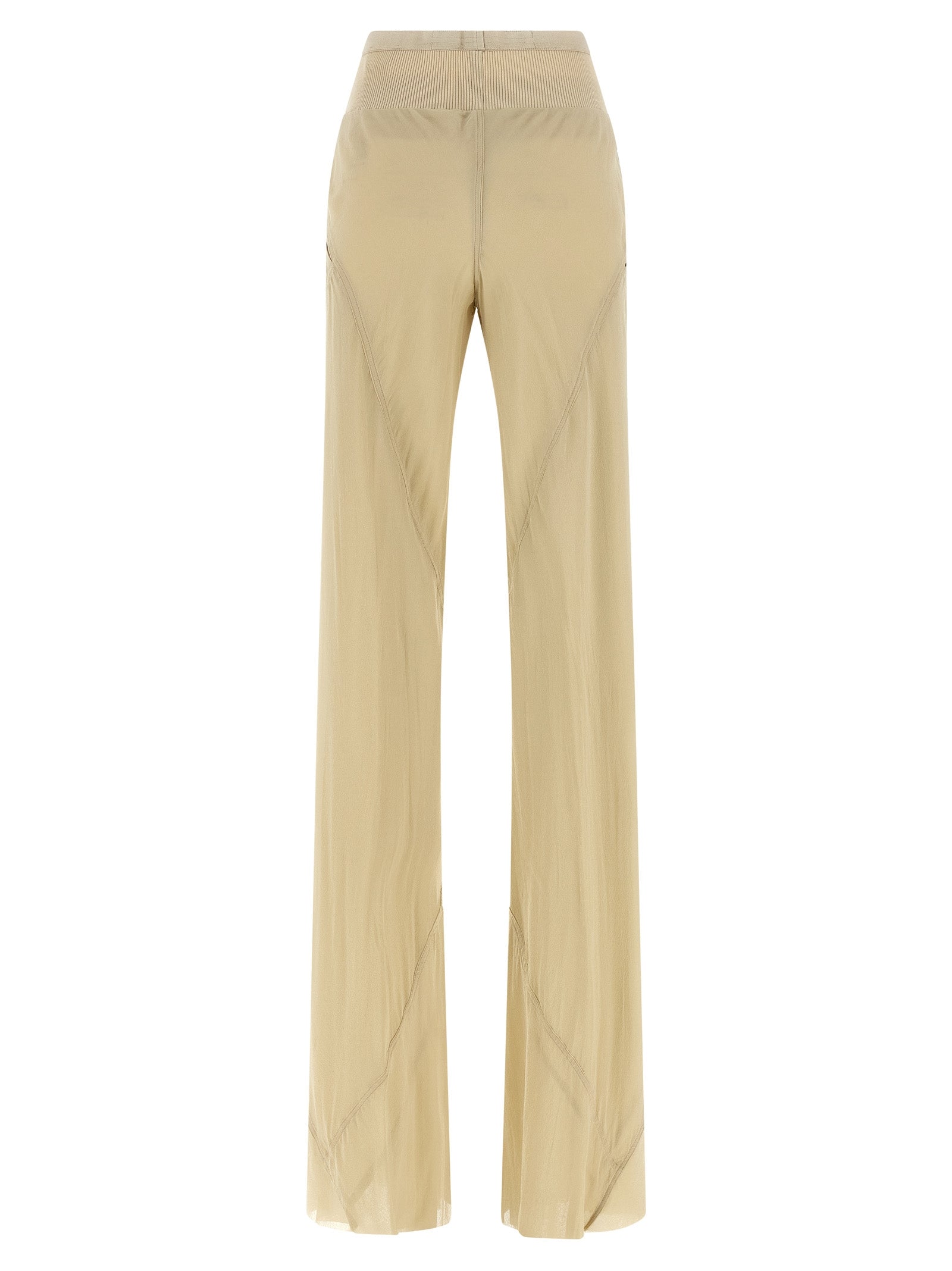Rick Owens Beige Seidenhose mit ausgestelltem Bein