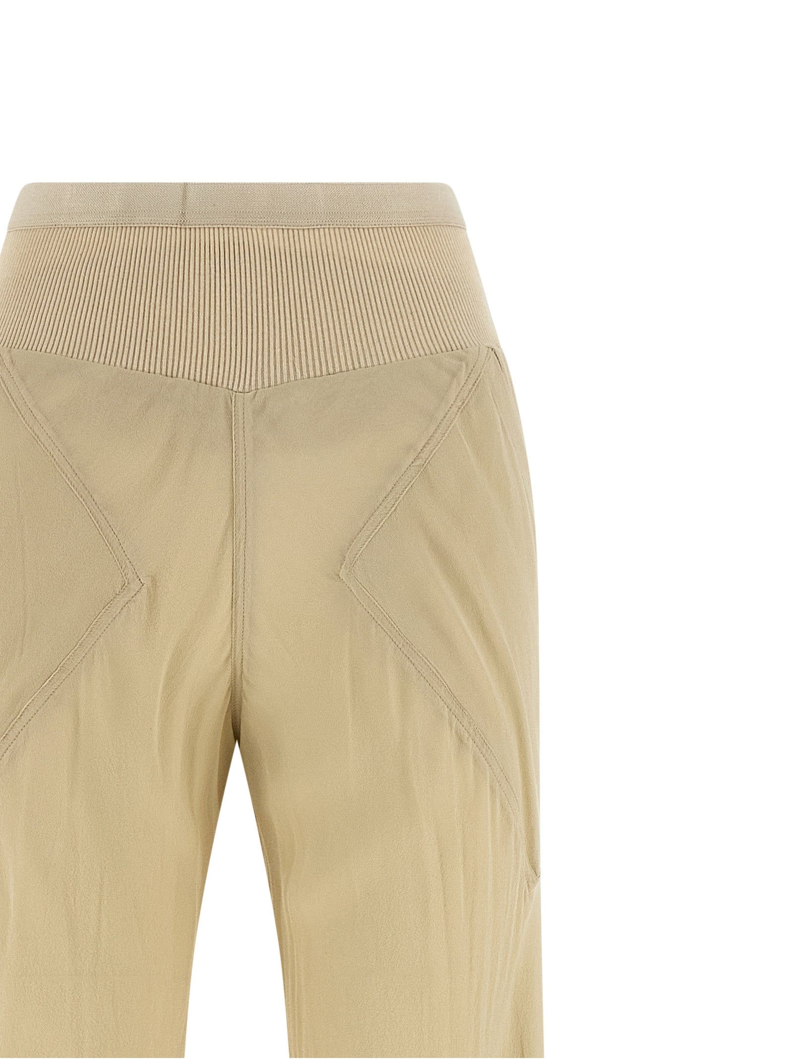 Rick Owens Beige Seidenhose mit ausgestelltem Bein